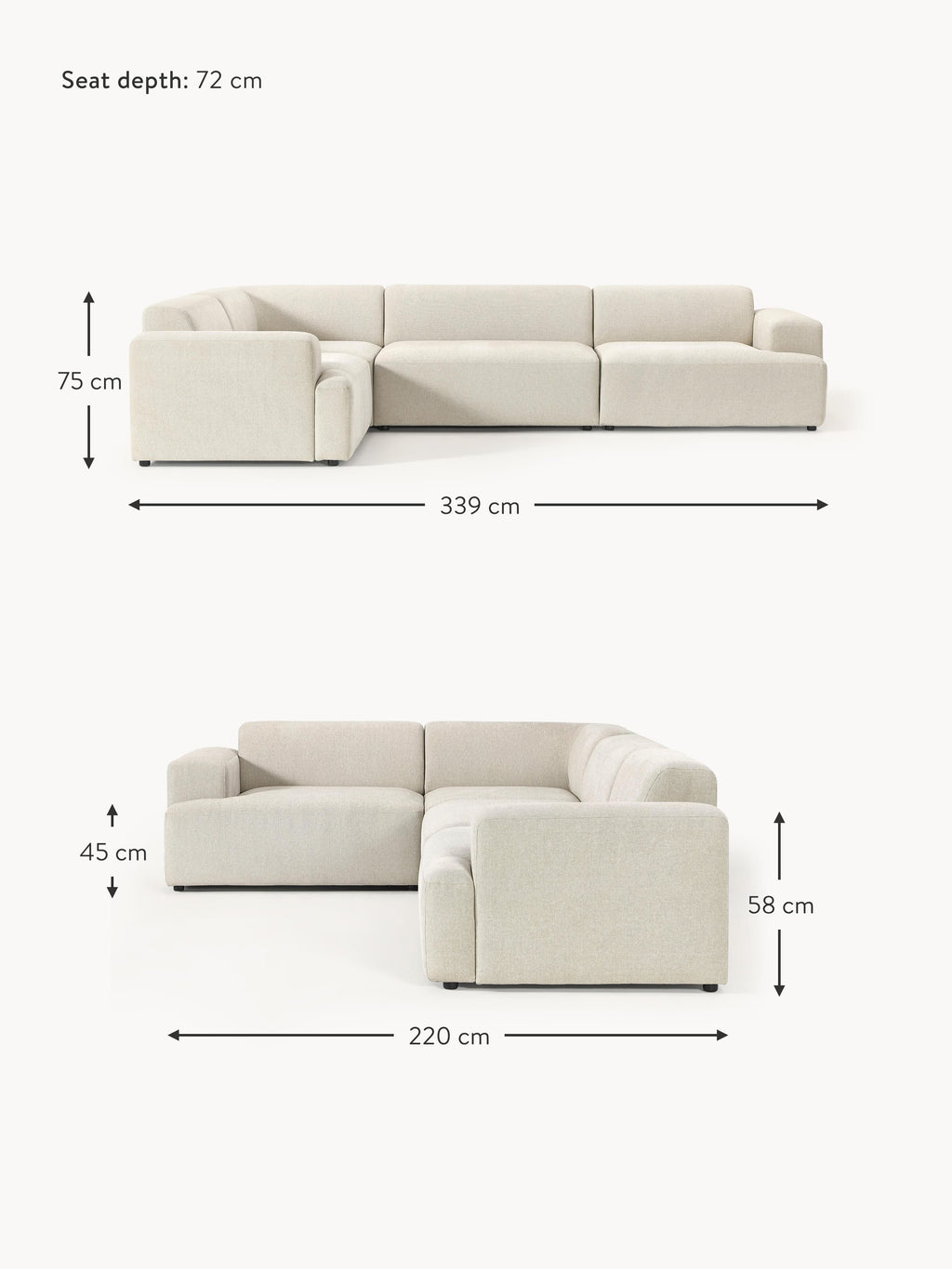 Melva Large Corner Sofa (4-seater)