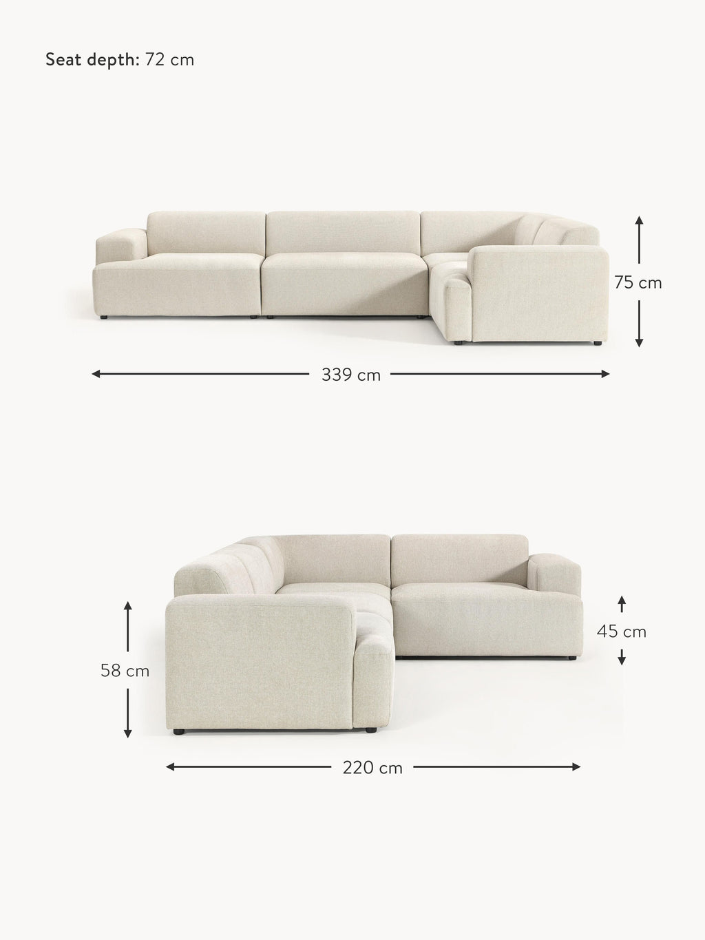 Melva Large Corner Sofa (4-seater)