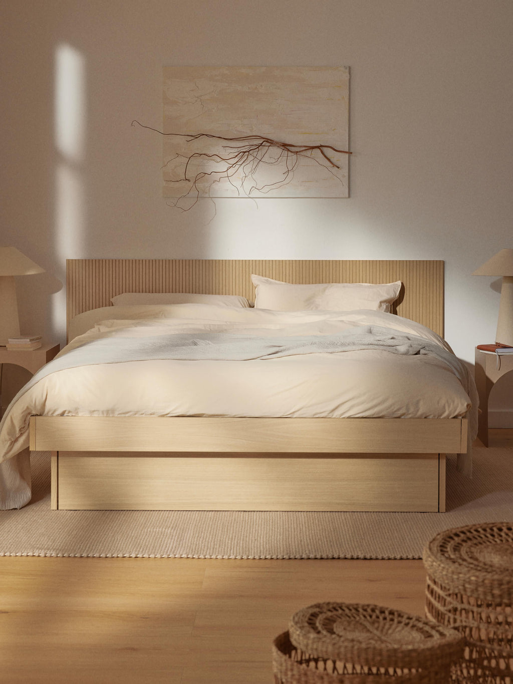 Sato Wooden Bed with Drawers and Headboard