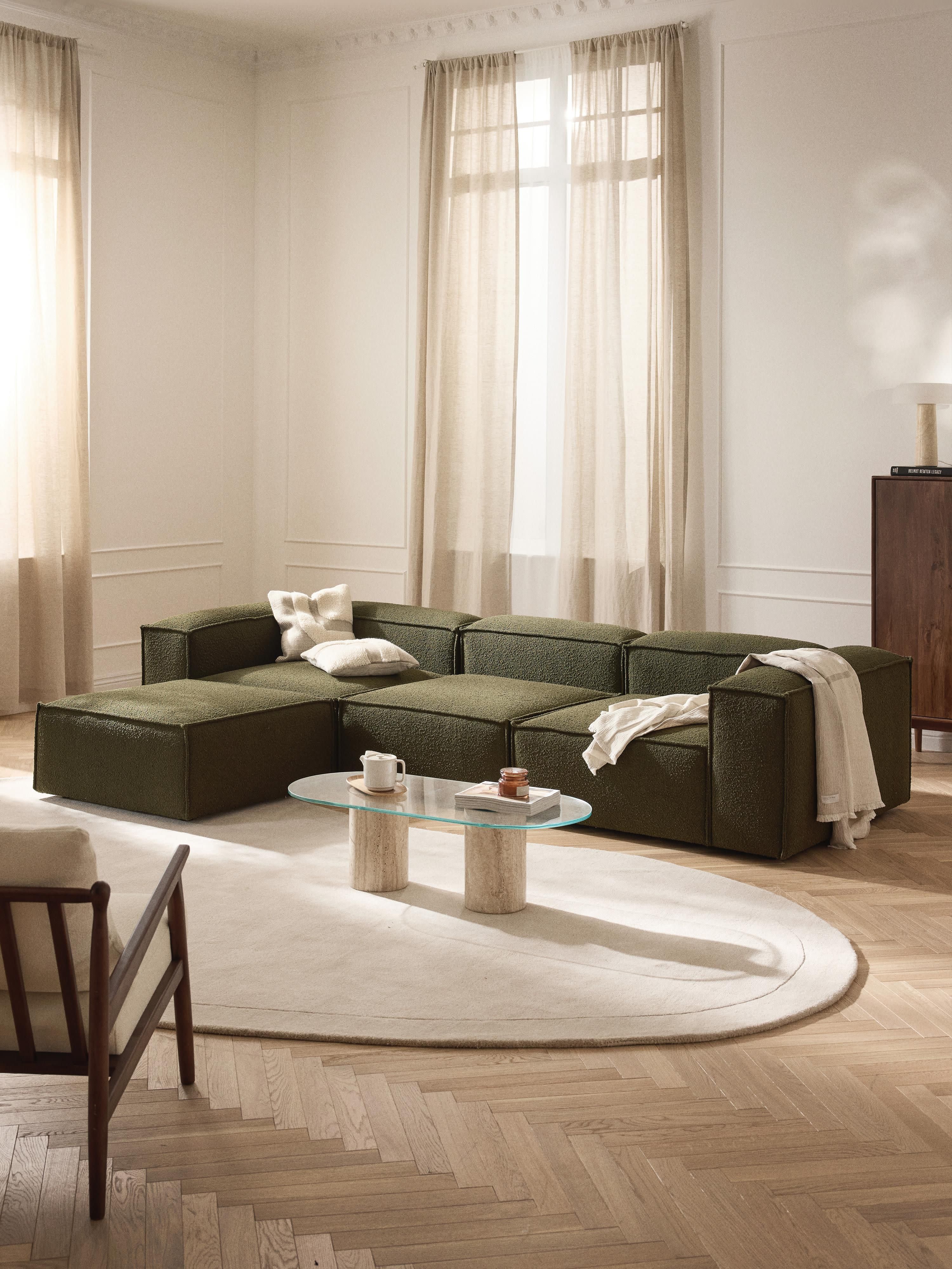 Lennon Bouclé Modular Sofa (4-seater) with Ottoman (left/right)
