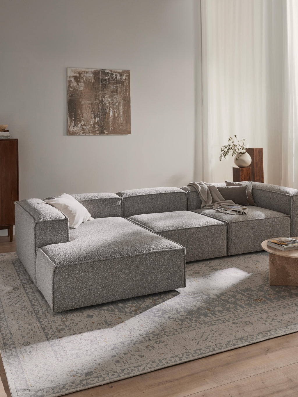 Lennon Bouclé Modular Corner Sofa (4-seater)