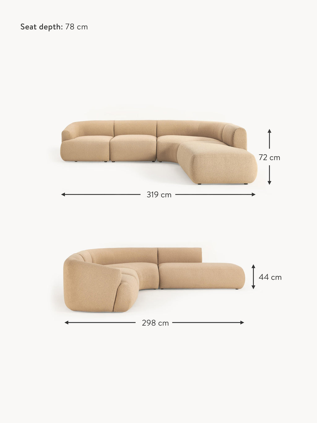 Sofia Modular Bouclé Corner Sofa (4-seater)