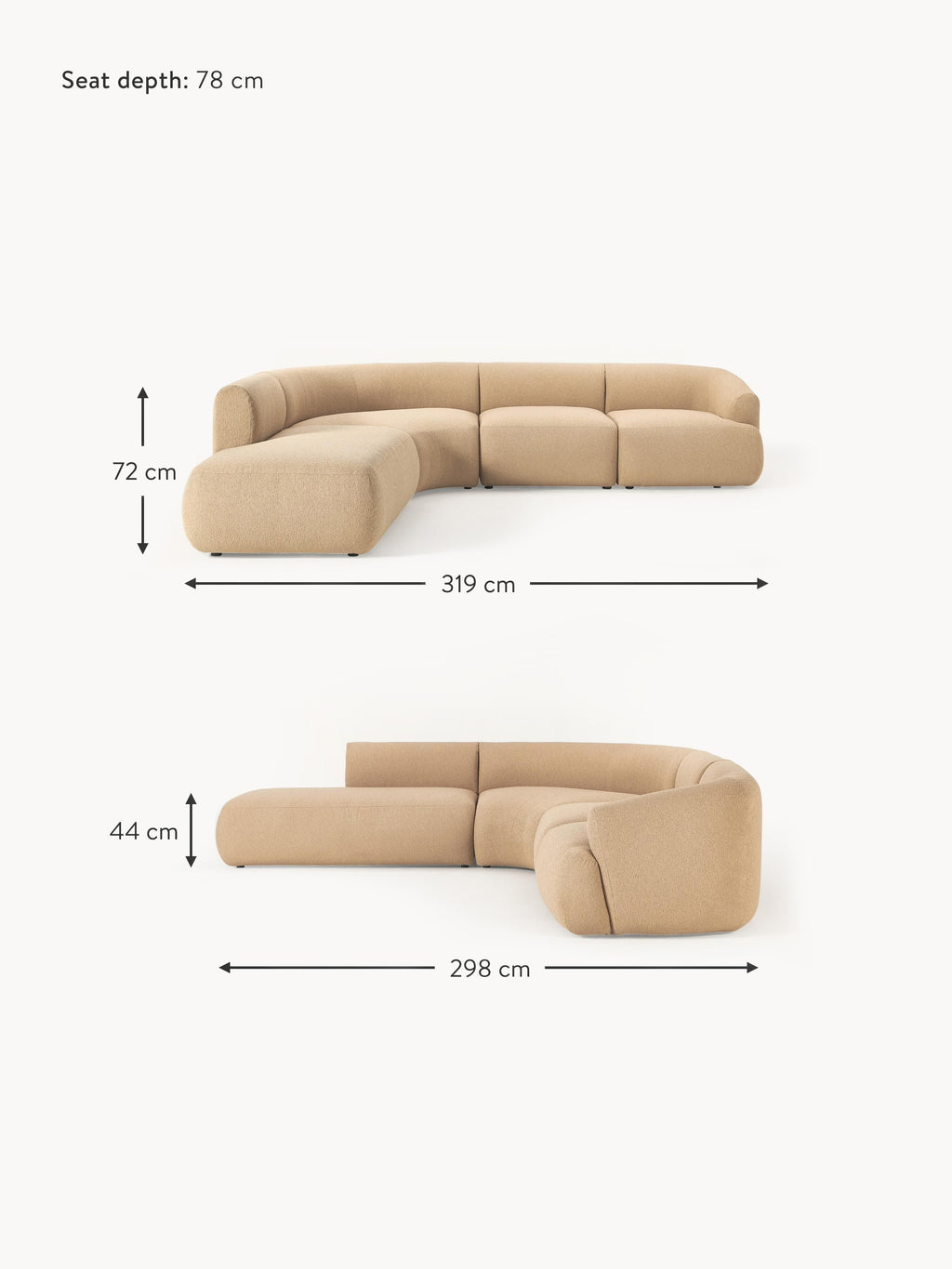 Sofia Modular Bouclé Corner Sofa (4-seater)