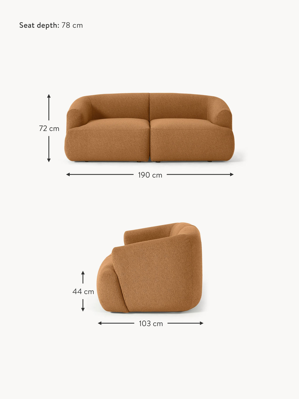 Sofia Modular Bouclé Sofa (2-seater)