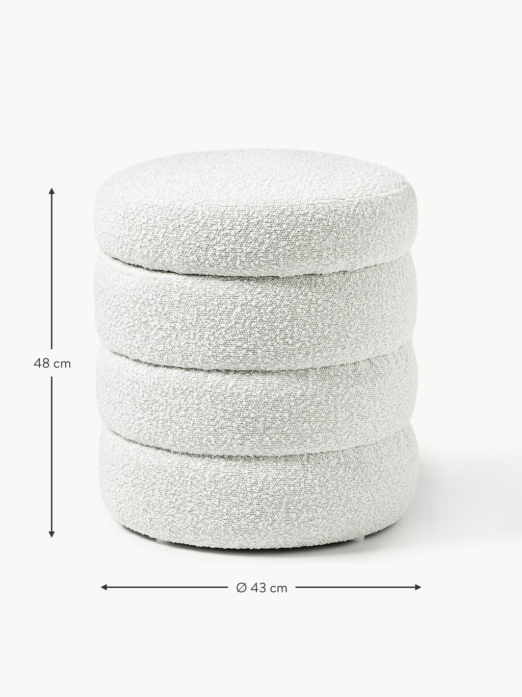 Alto Bouclé Upholstered Stool with Storage Space