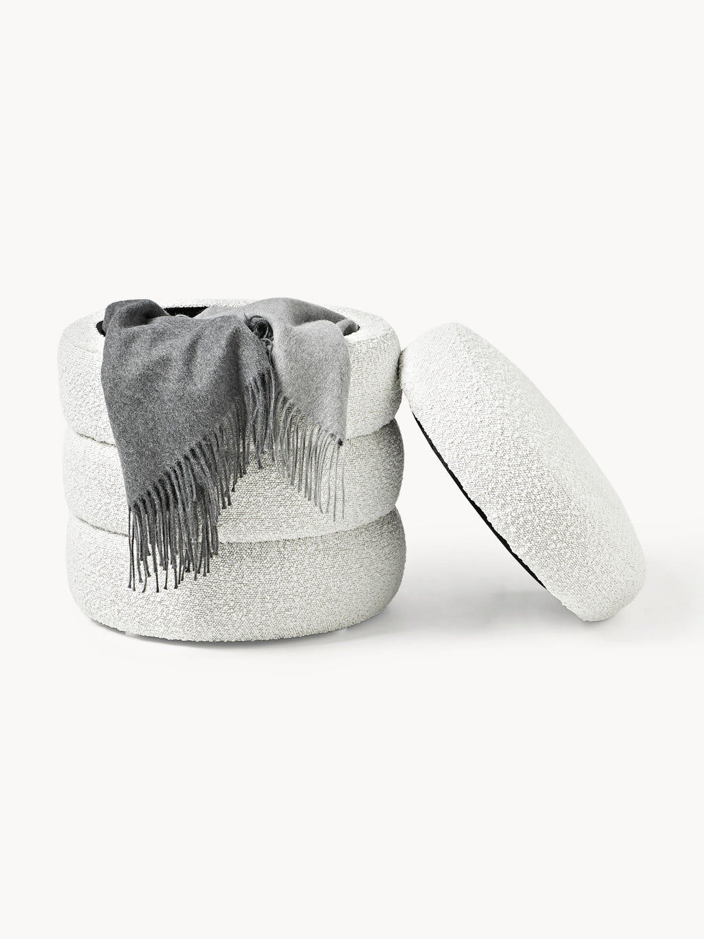 Alto Bouclé Upholstered Stool with Storage Space