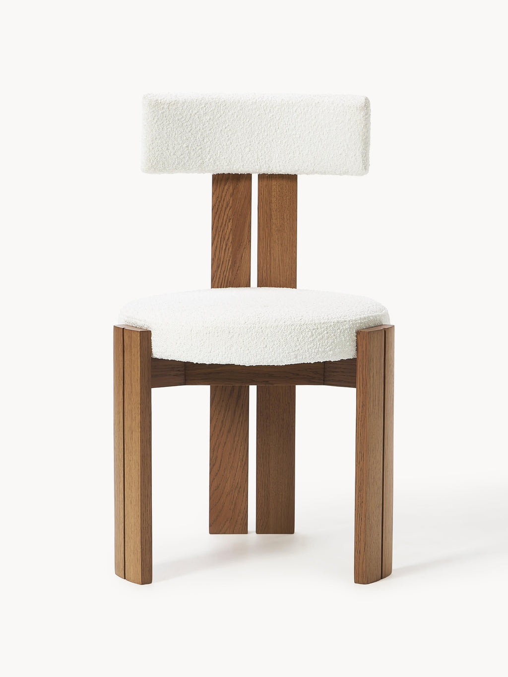 Katya Wooden Dining Chair with Bouclé Upholstery