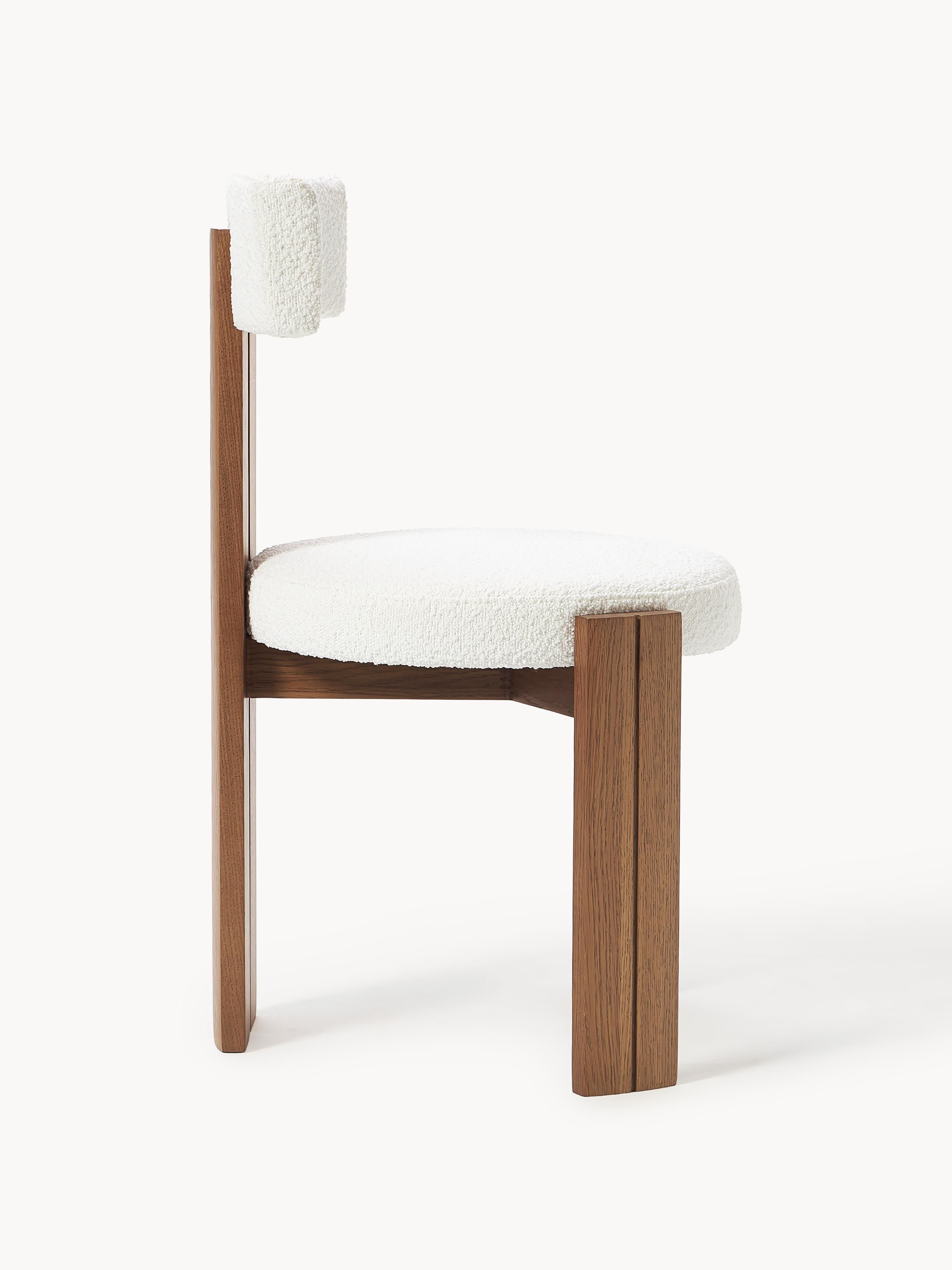 Katya Wooden Dining Chair with Bouclé Upholstery