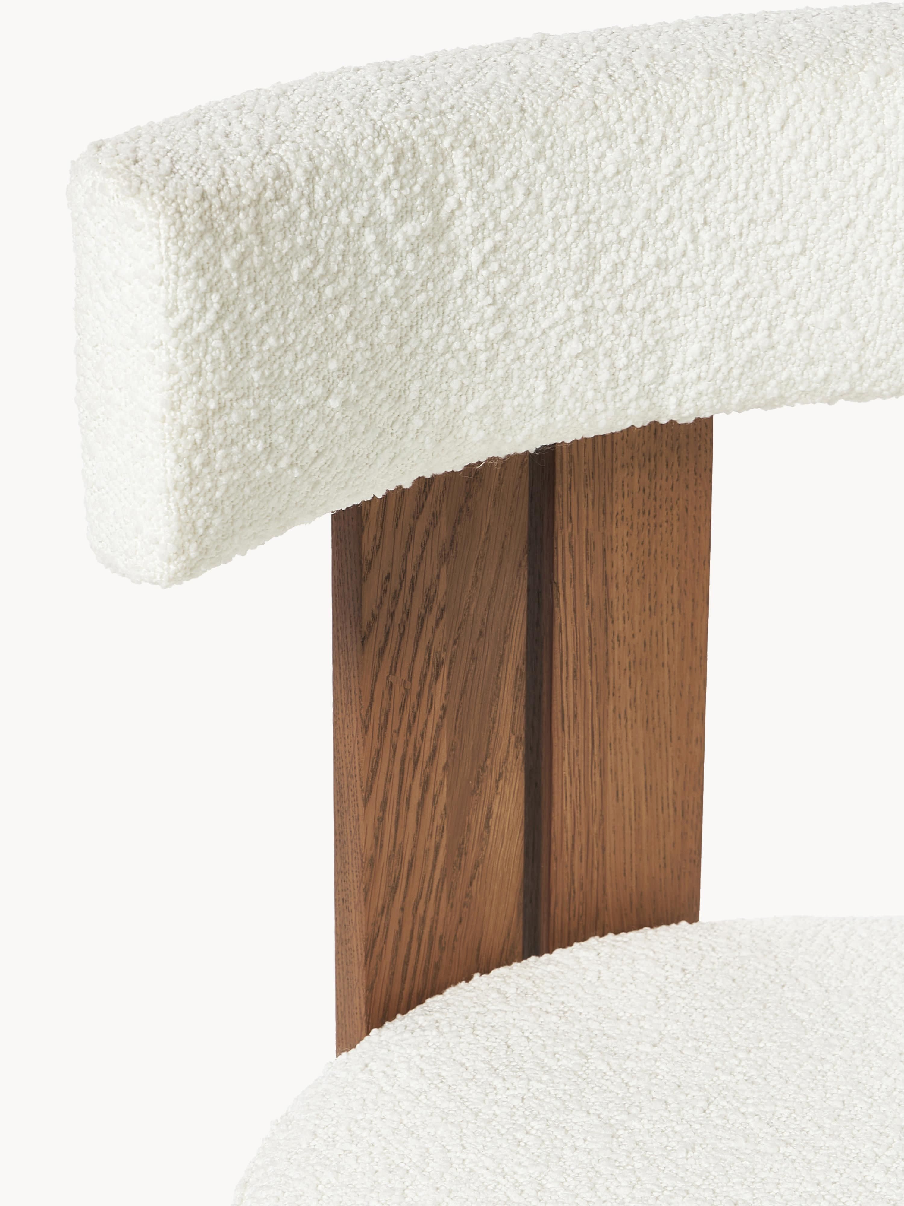 Katya Wooden Dining Chair with Bouclé Upholstery