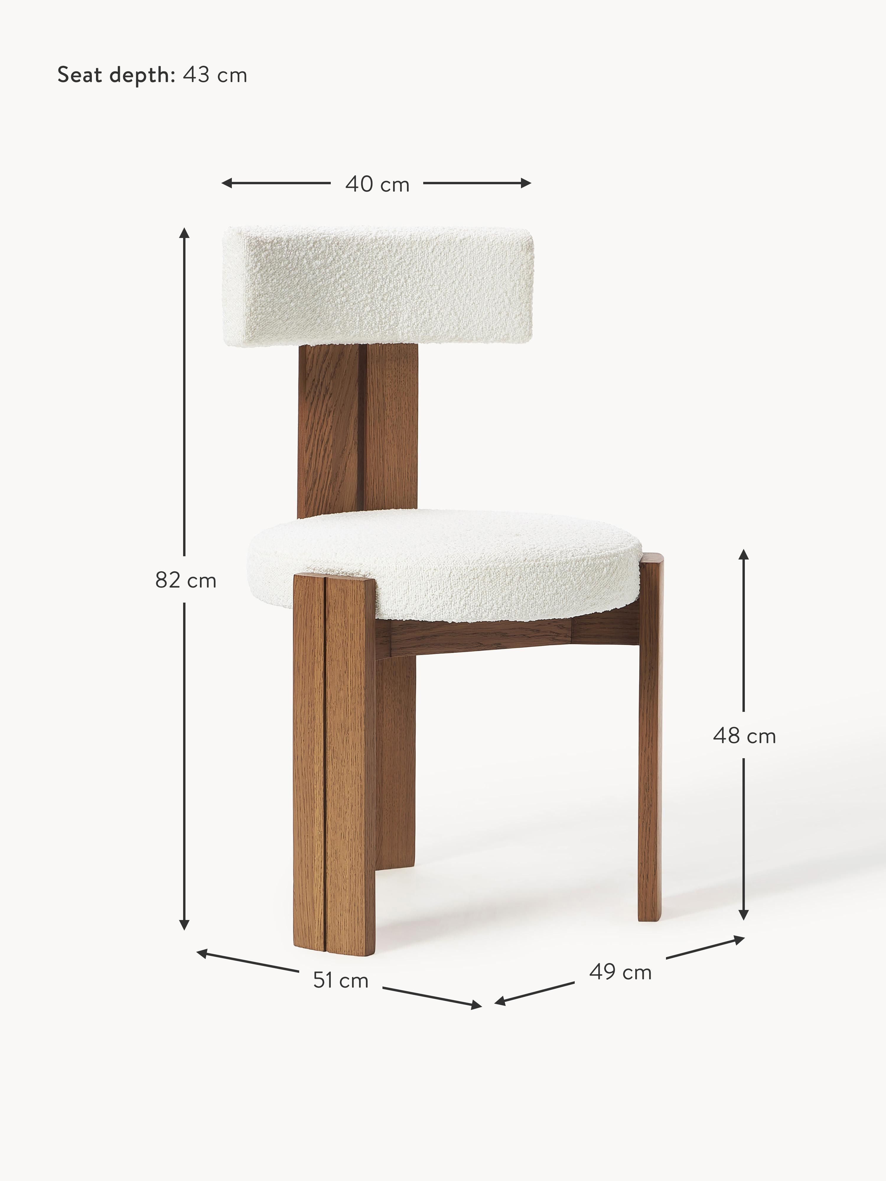 Katya Wooden Dining Chair with Bouclé Upholstery