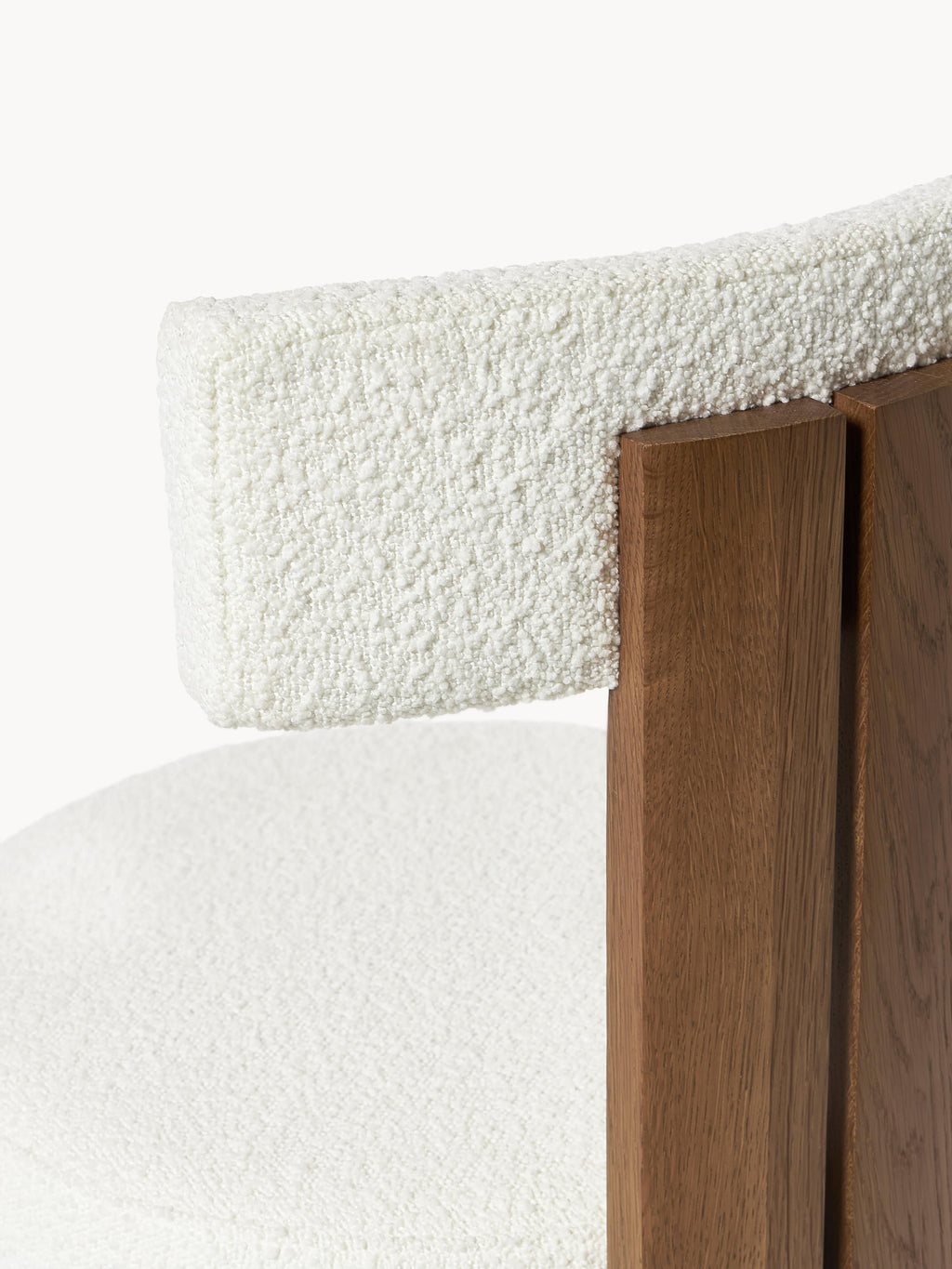 Katya Wooden Dining Chair with Bouclé Upholstery