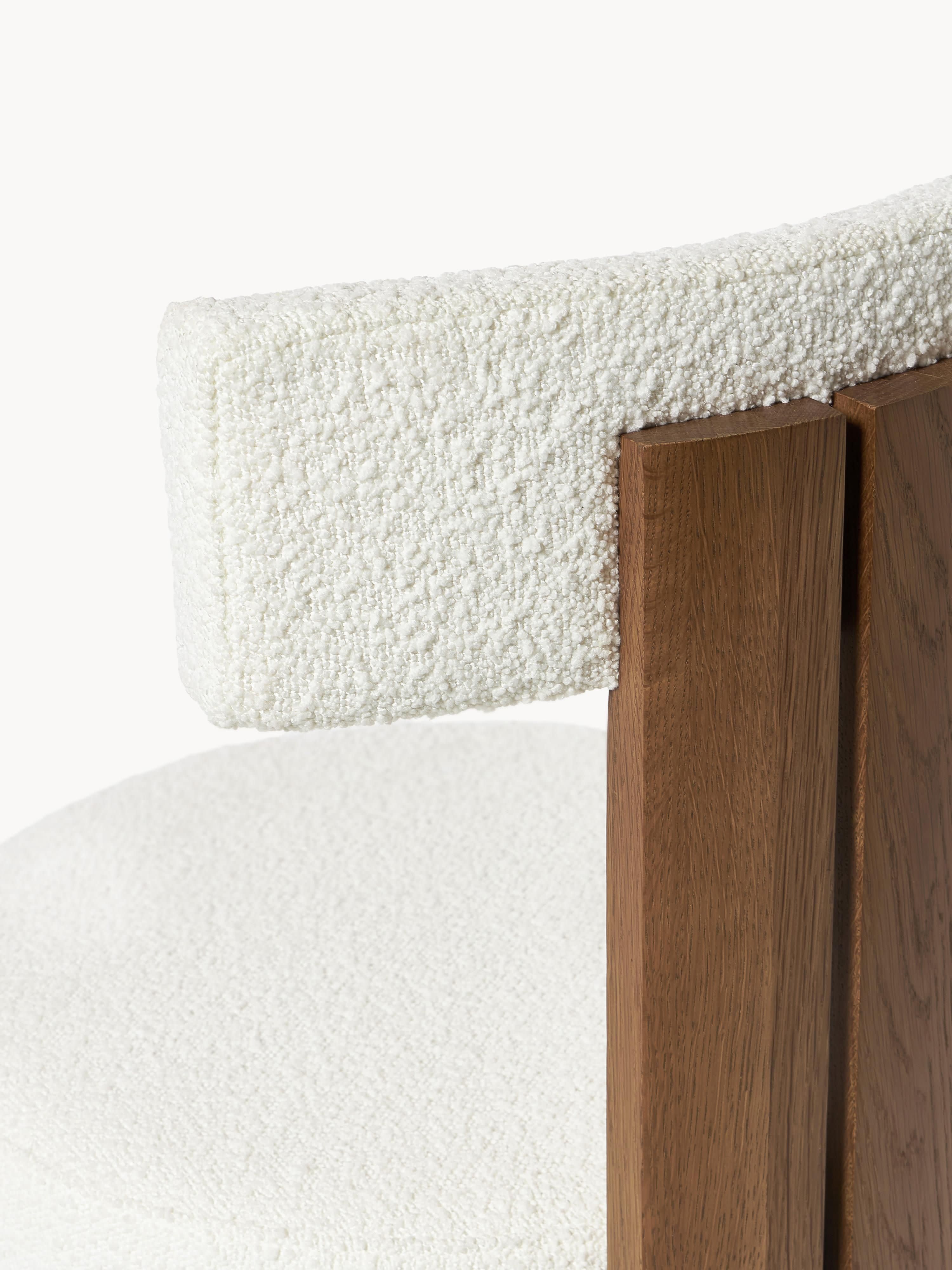 Katya Wooden Dining Chair with Bouclé Upholstery