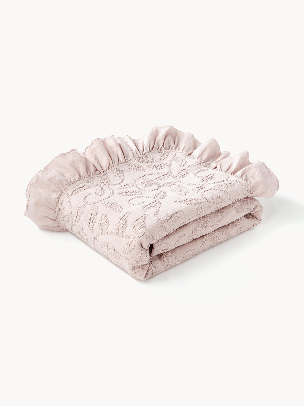 Gallery image 1 - Structured Cotton Blanket Clara with Ruffles and Floral Pattern