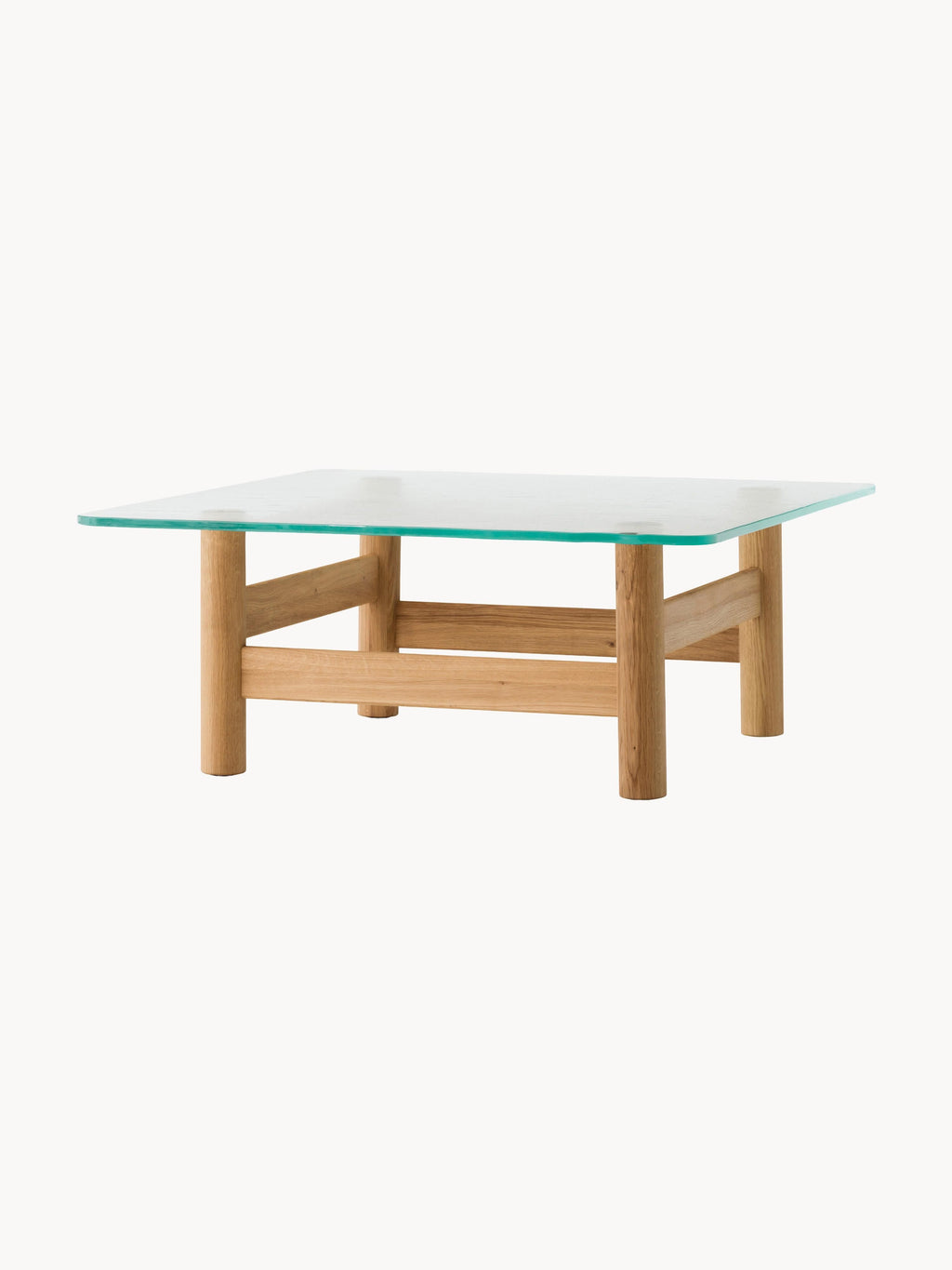 Brasilia Oak Wood Coffee Table with Glass Top