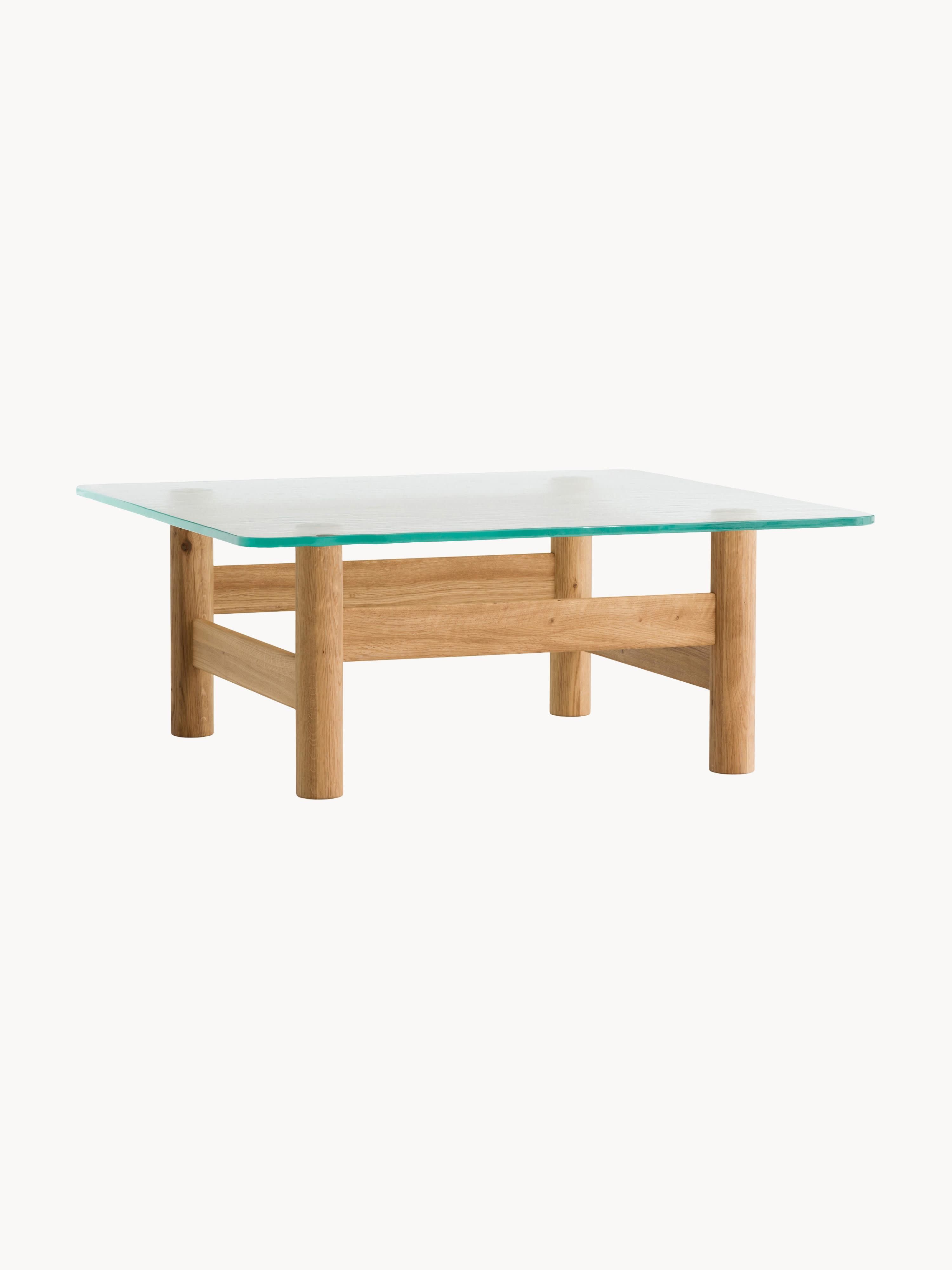 Gallery image 1 - Oak Wood Coffee Table Brasilia with Glass Top