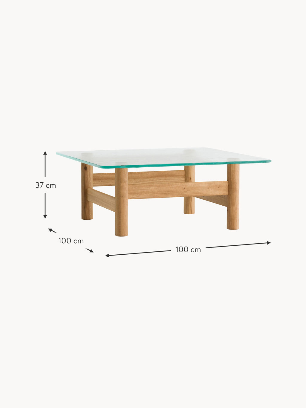 Brasilia Oak Wood Coffee Table with Glass Top