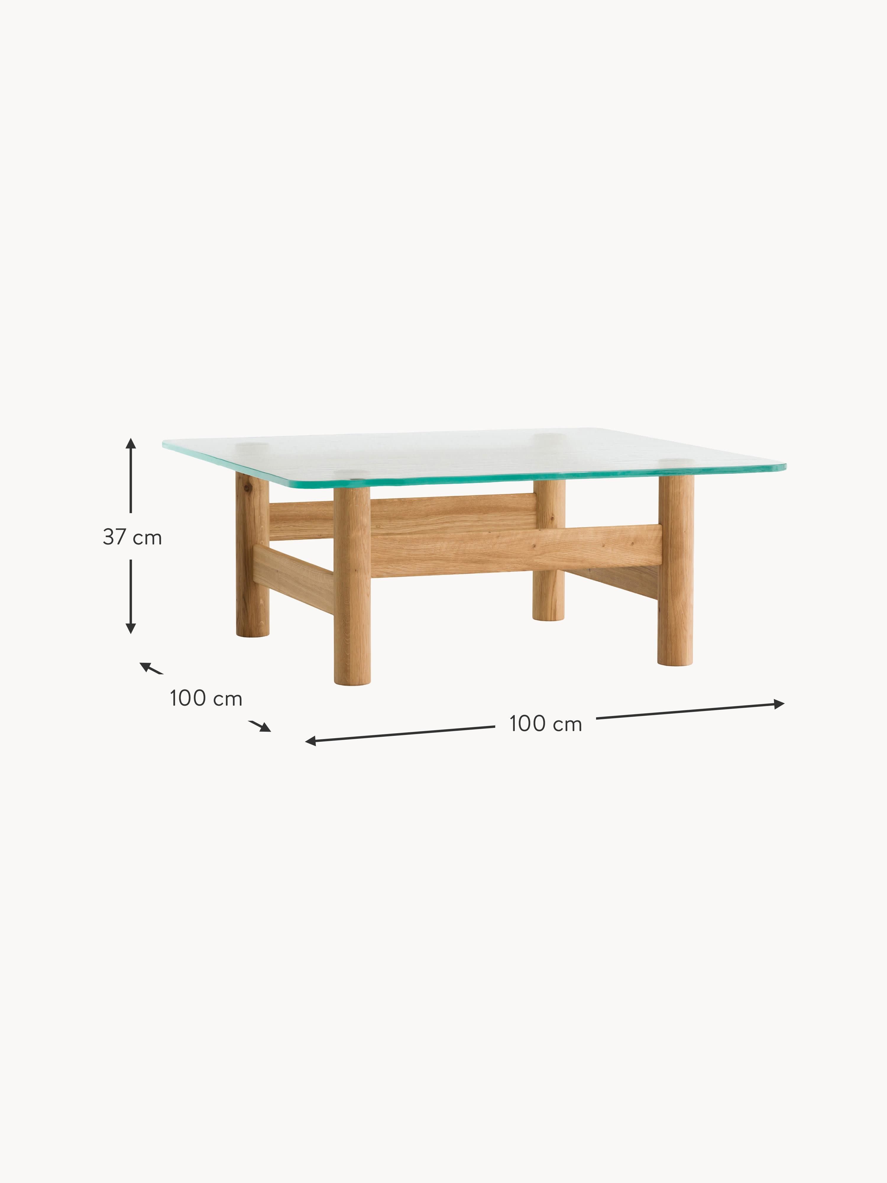 Brasilia Oak Wood Coffee Table with Glass Top