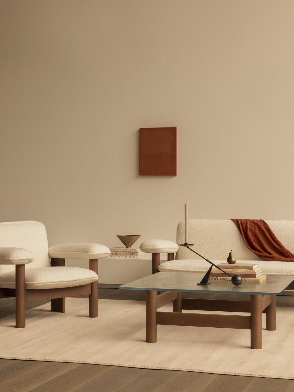 Brasilia Oak Wood Coffee Table with Glass Top