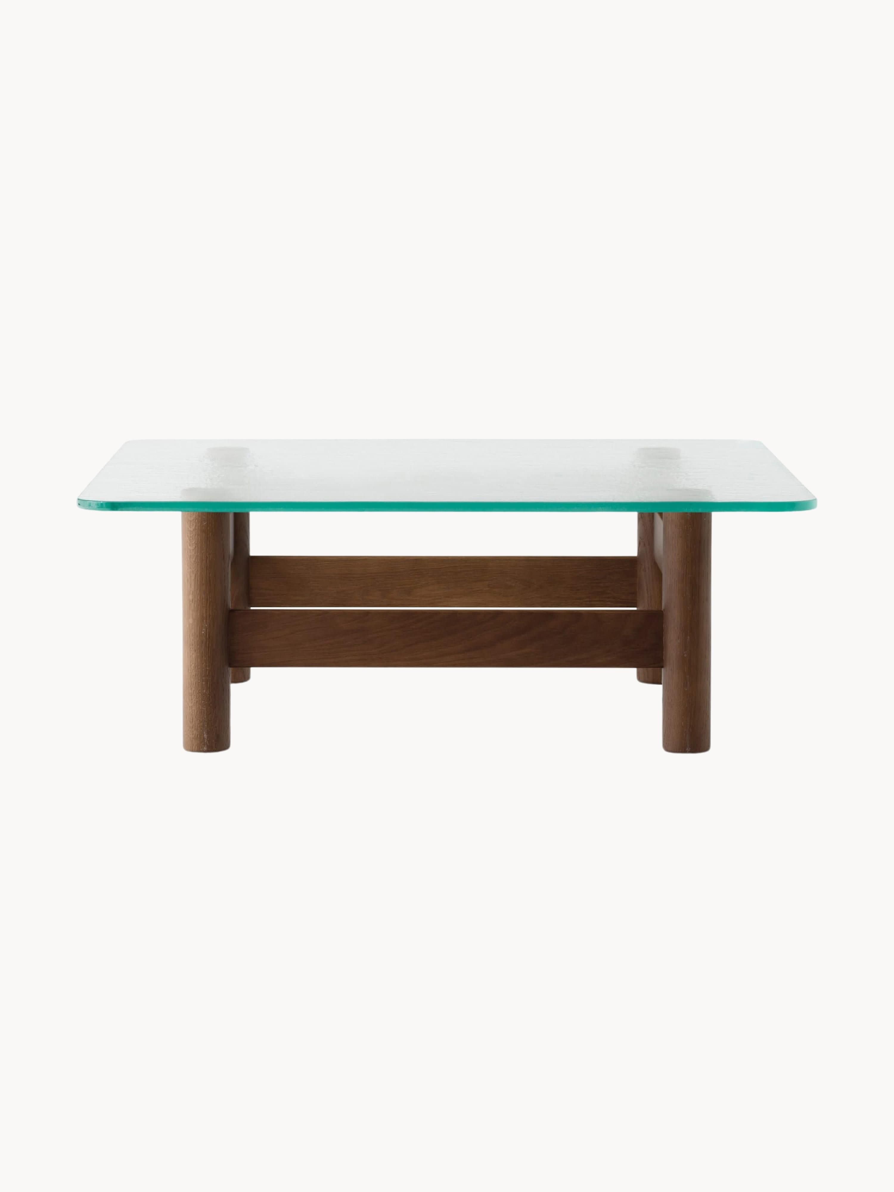 Brasilia Oak Wood Coffee Table with Glass Top