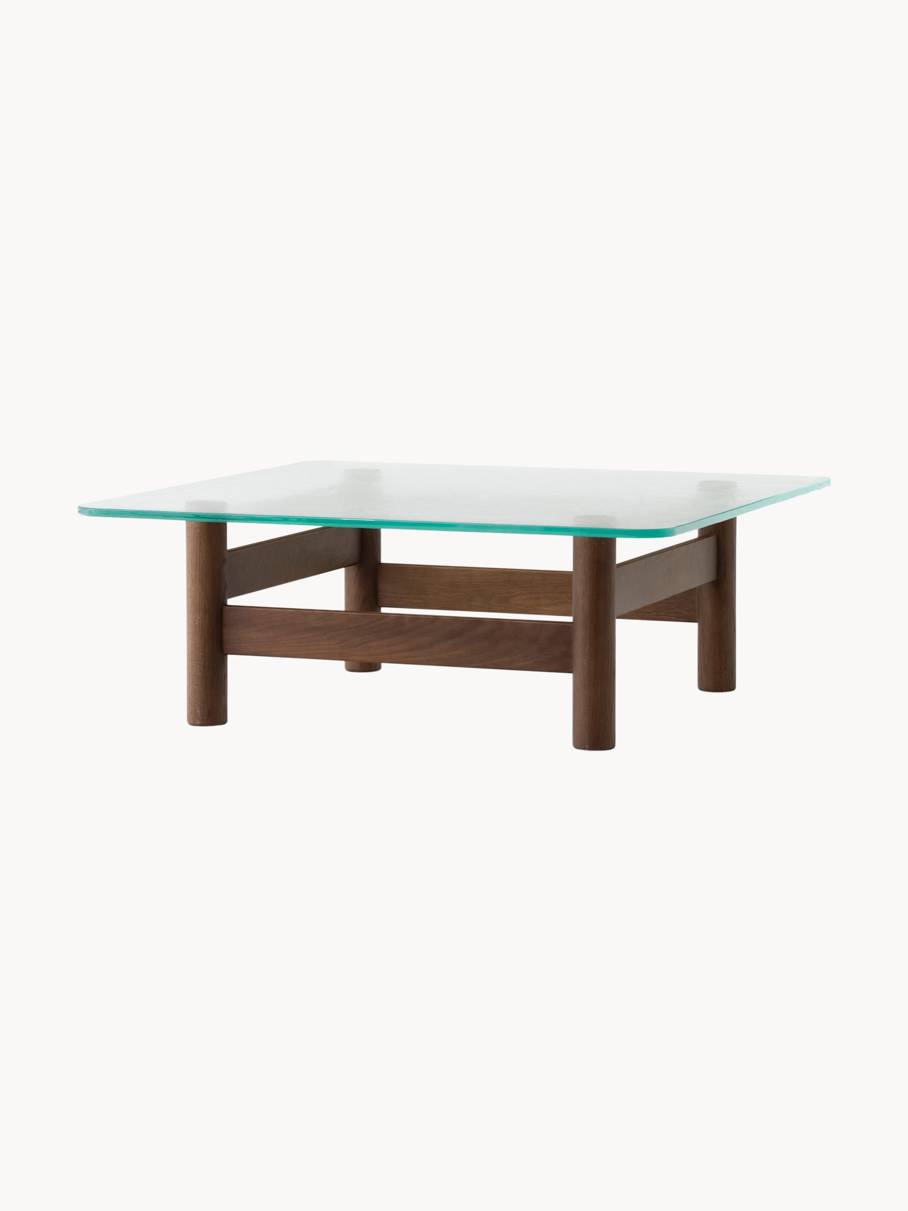 Brasilia Oak Wood Coffee Table with Glass Top