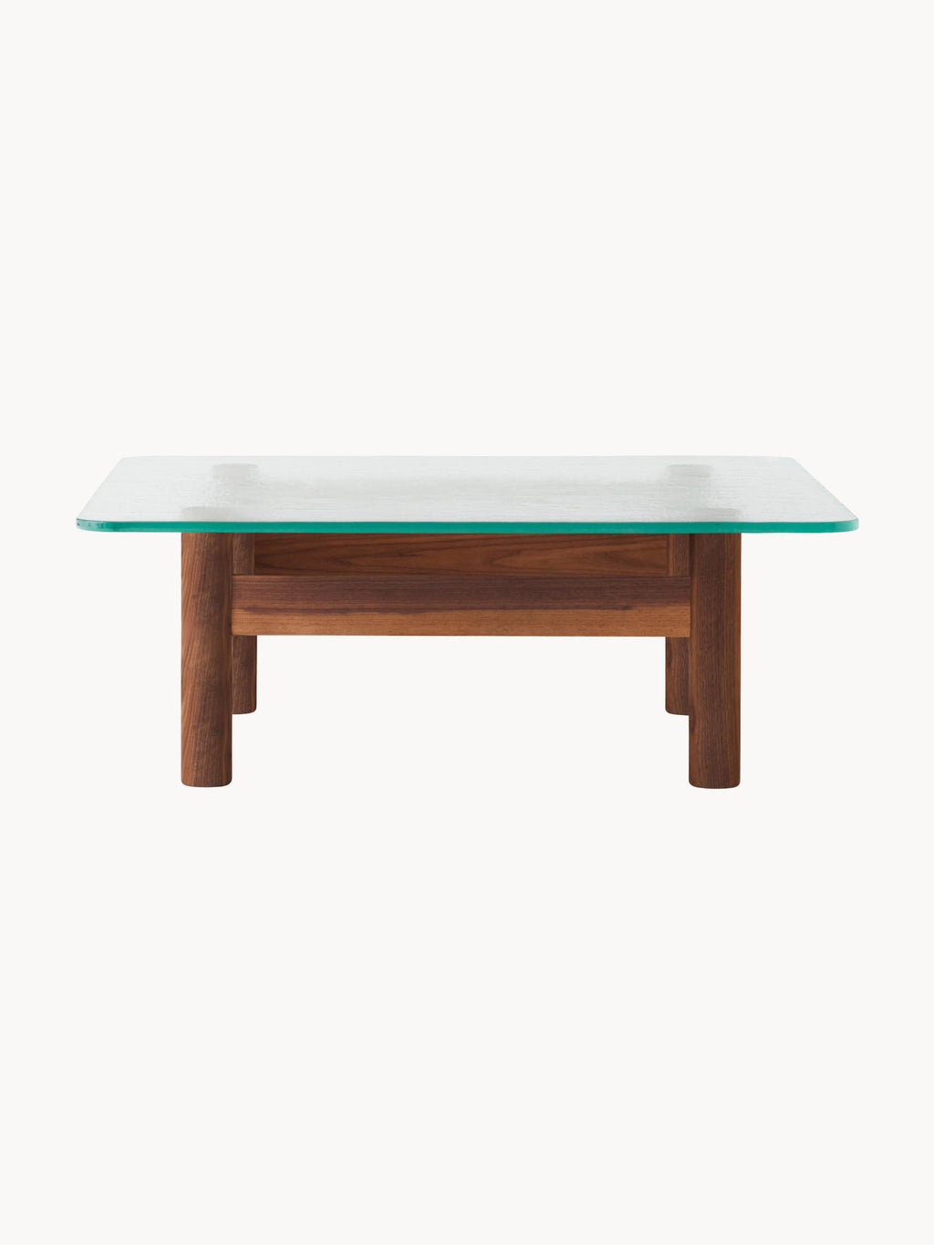 Brasilia Walnut Wood Coffee Table with Glass Top
