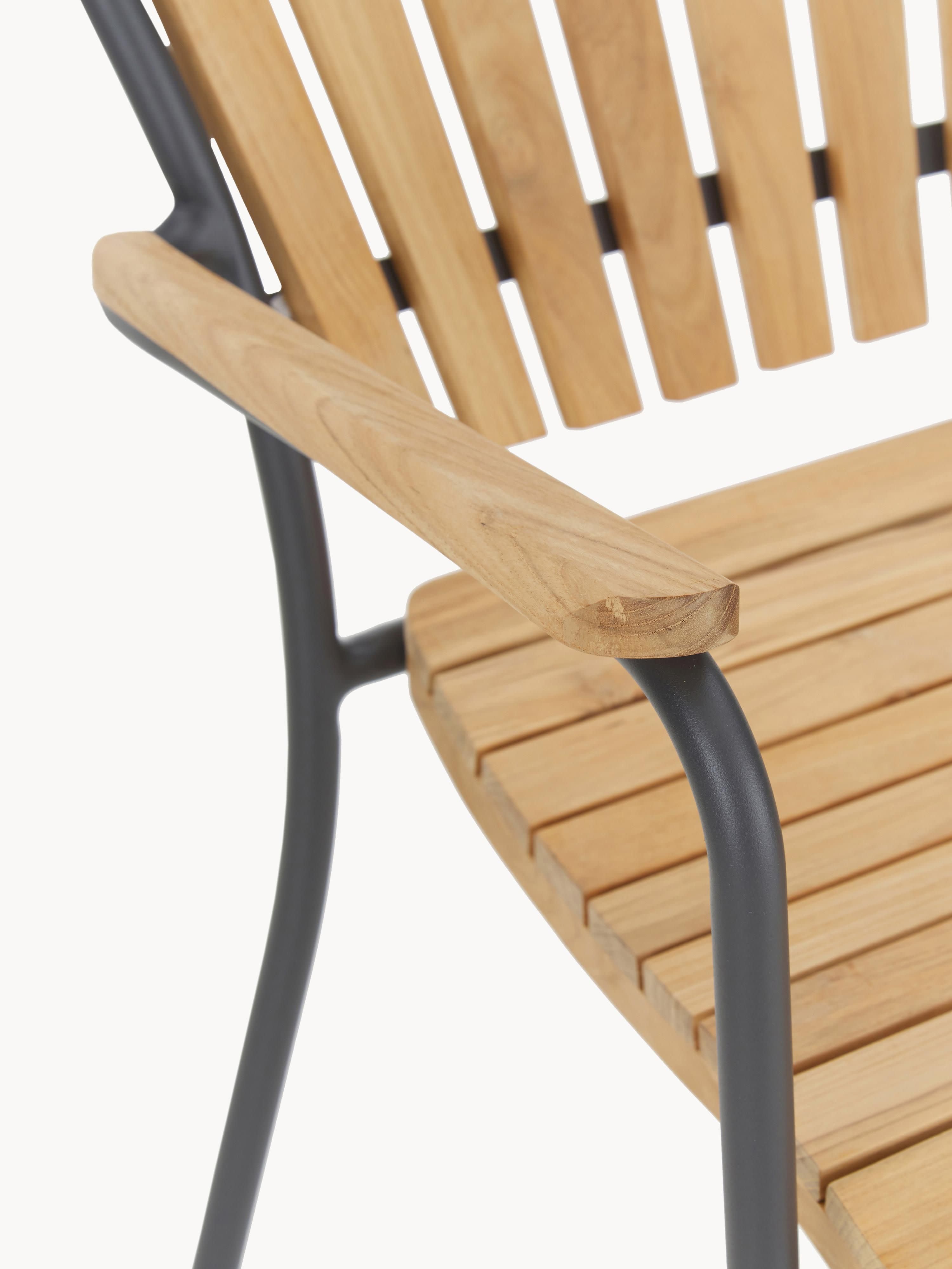 Ellen Teak Wood Garden Chairs, Set of 2