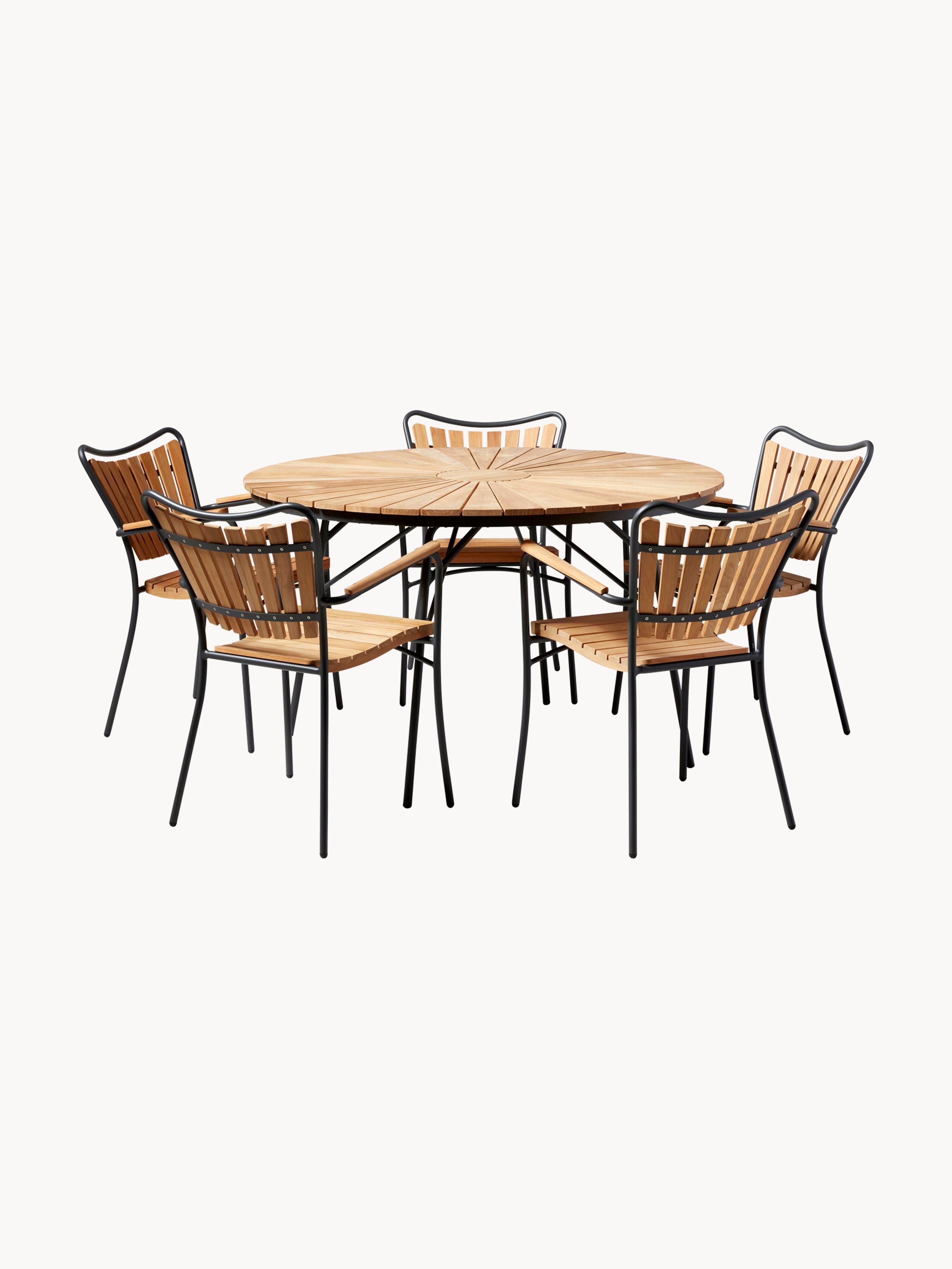 Ellen Teak Wood Garden Chairs, Set of 2