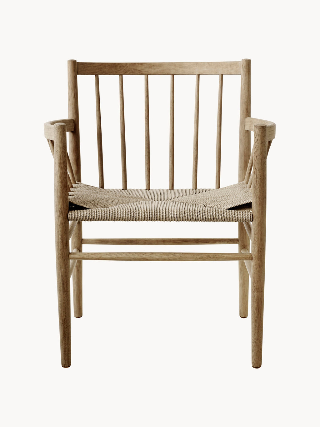 Handwoven Oak Wood Dining Chair J81 with Armrests