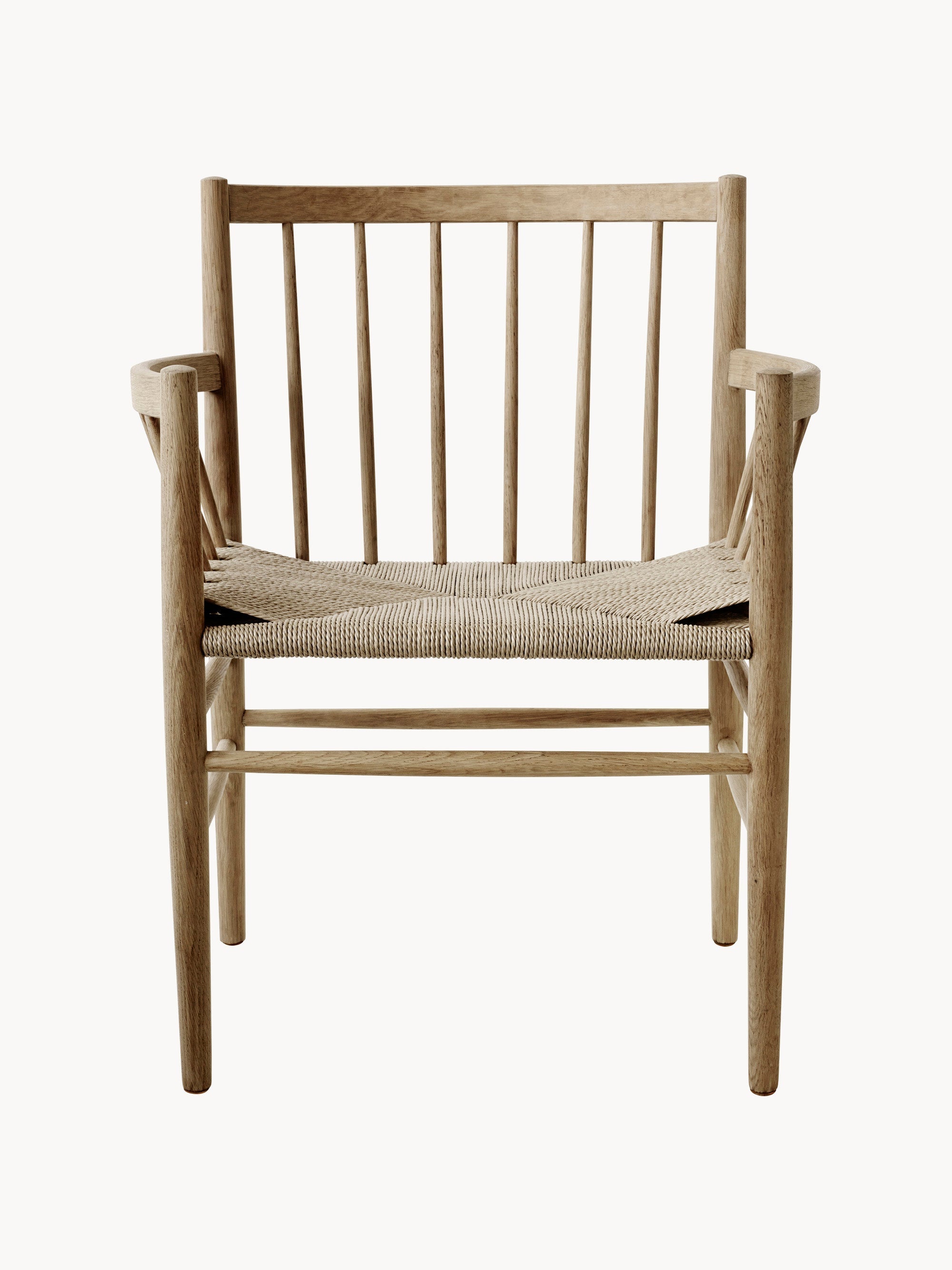 Handwoven Oak Wood Dining Chair J81 with Armrests