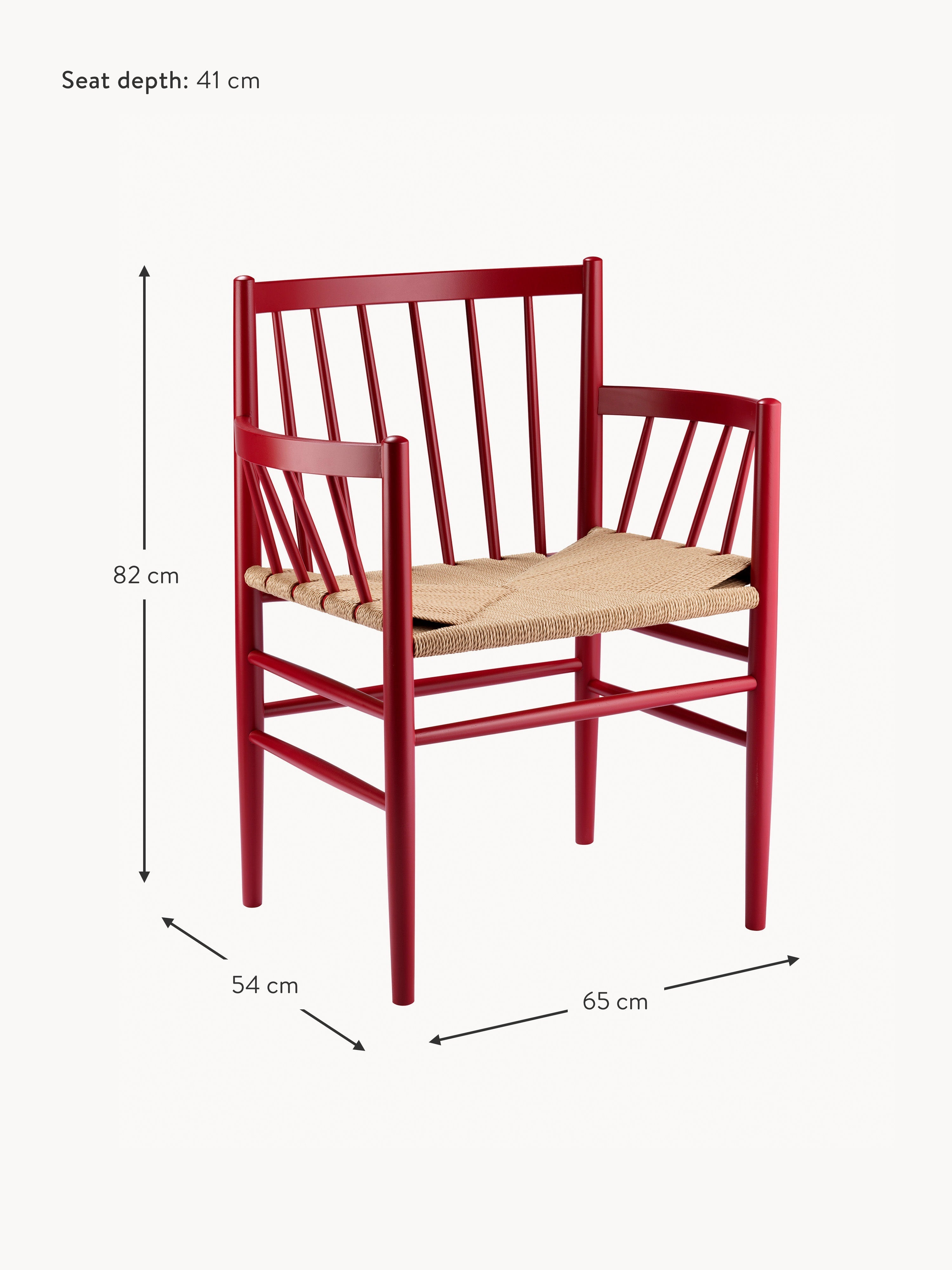 Handwoven Beech Wood Dining Chair J81 with Armrests