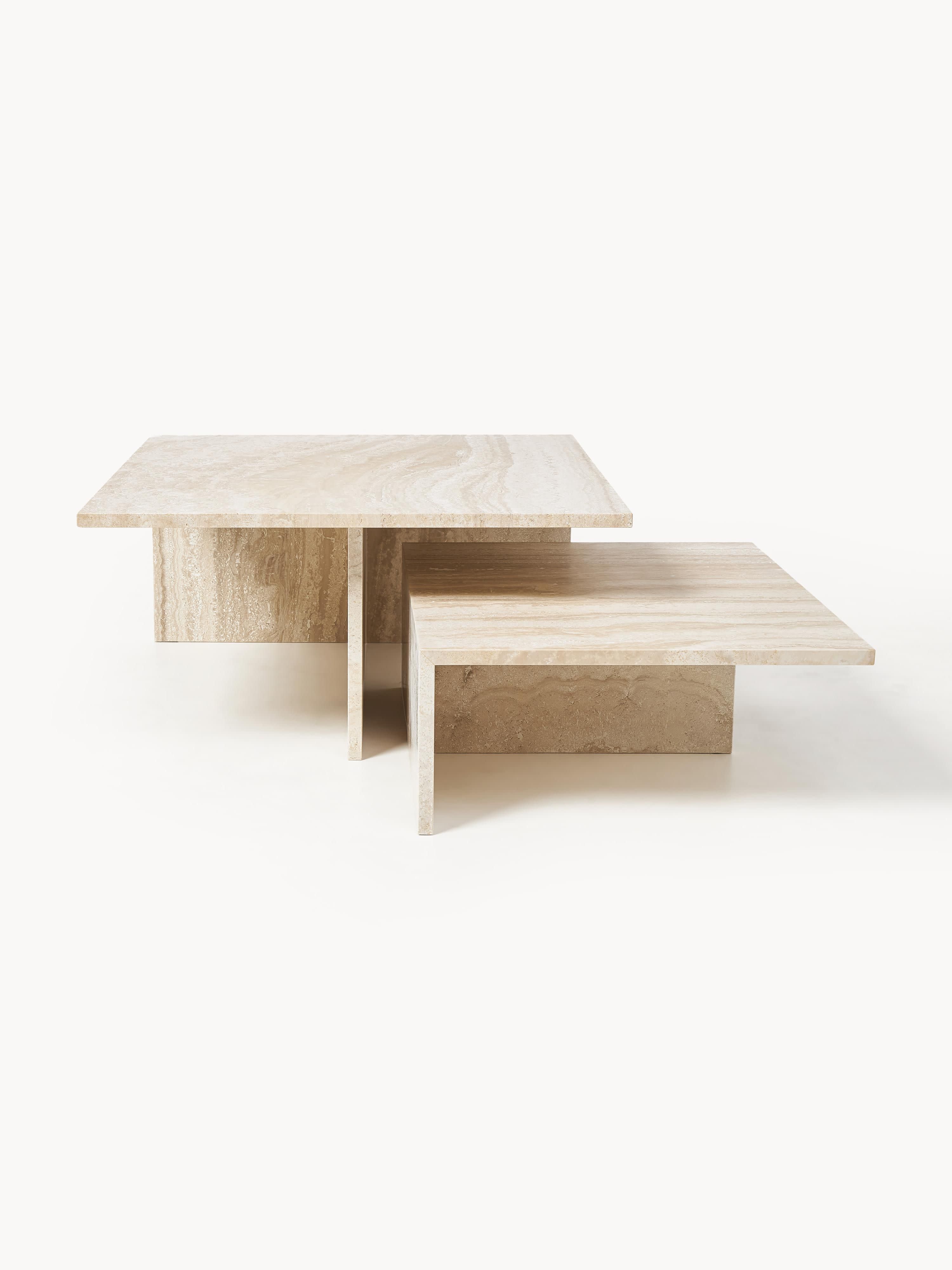 Duo Travertine Coffee Tables Distinct Grande, Set of 2