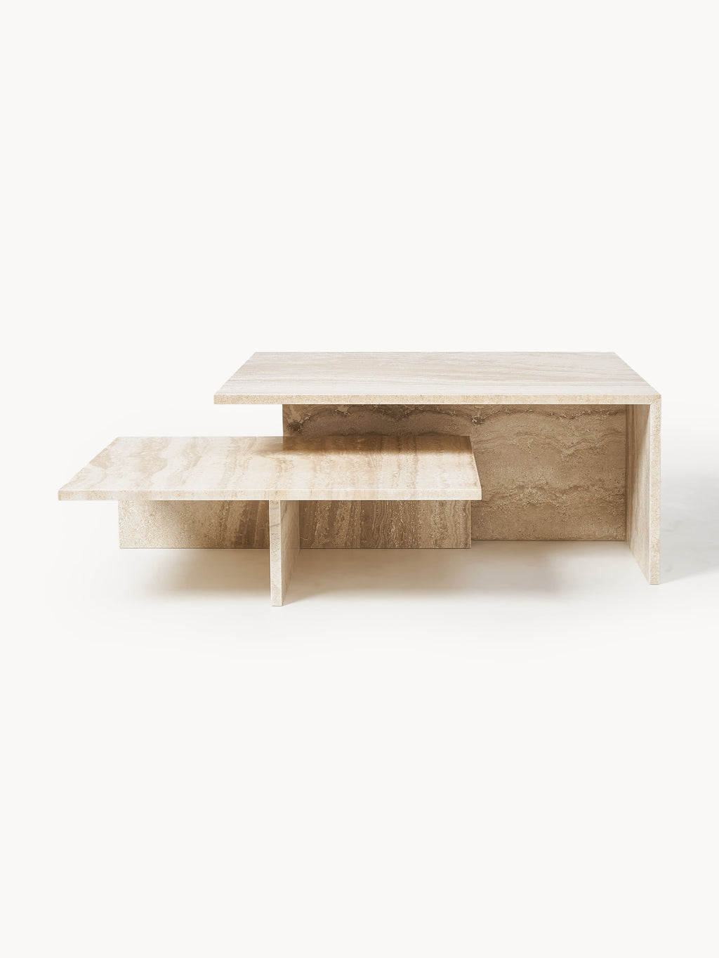 Duo Travertine Coffee Tables Distinct Grande, Set of 2