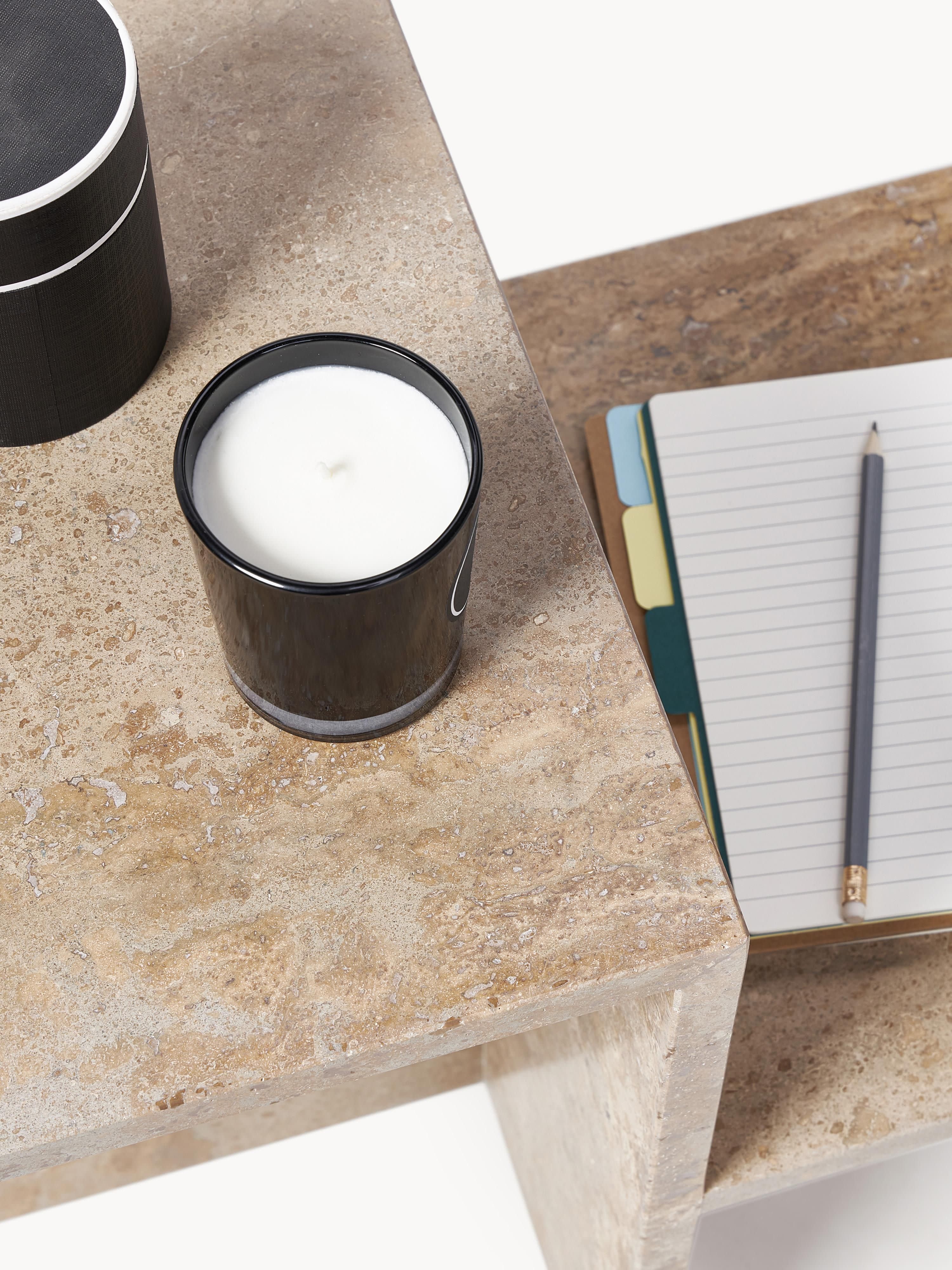 Distinct Travertine Side Table with Two Table Tops