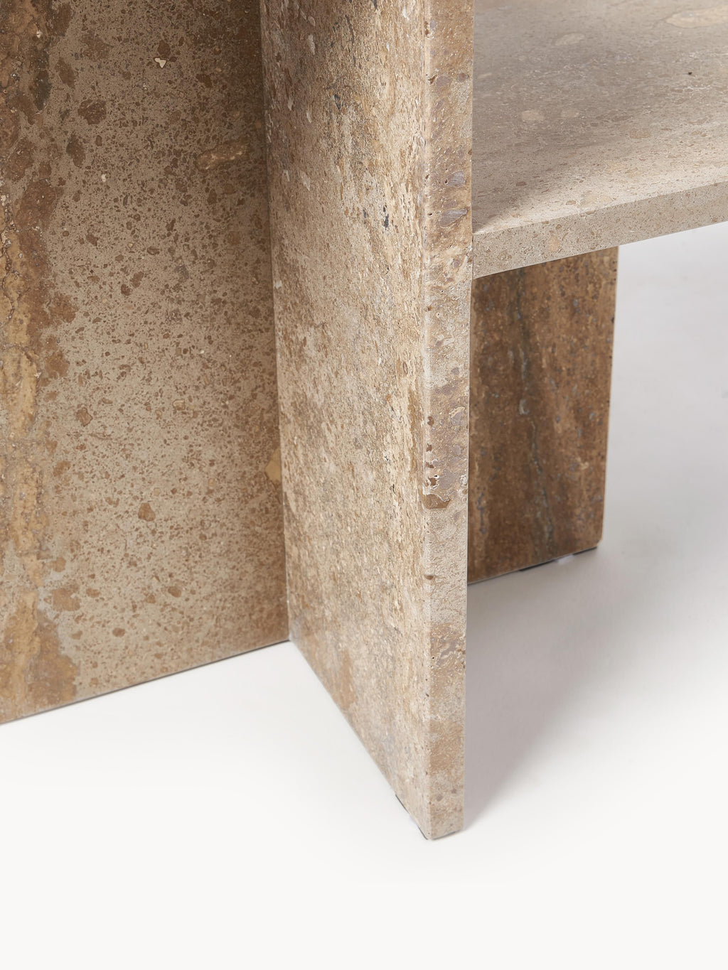 Distinct Travertine Side Table with Two Table Tops