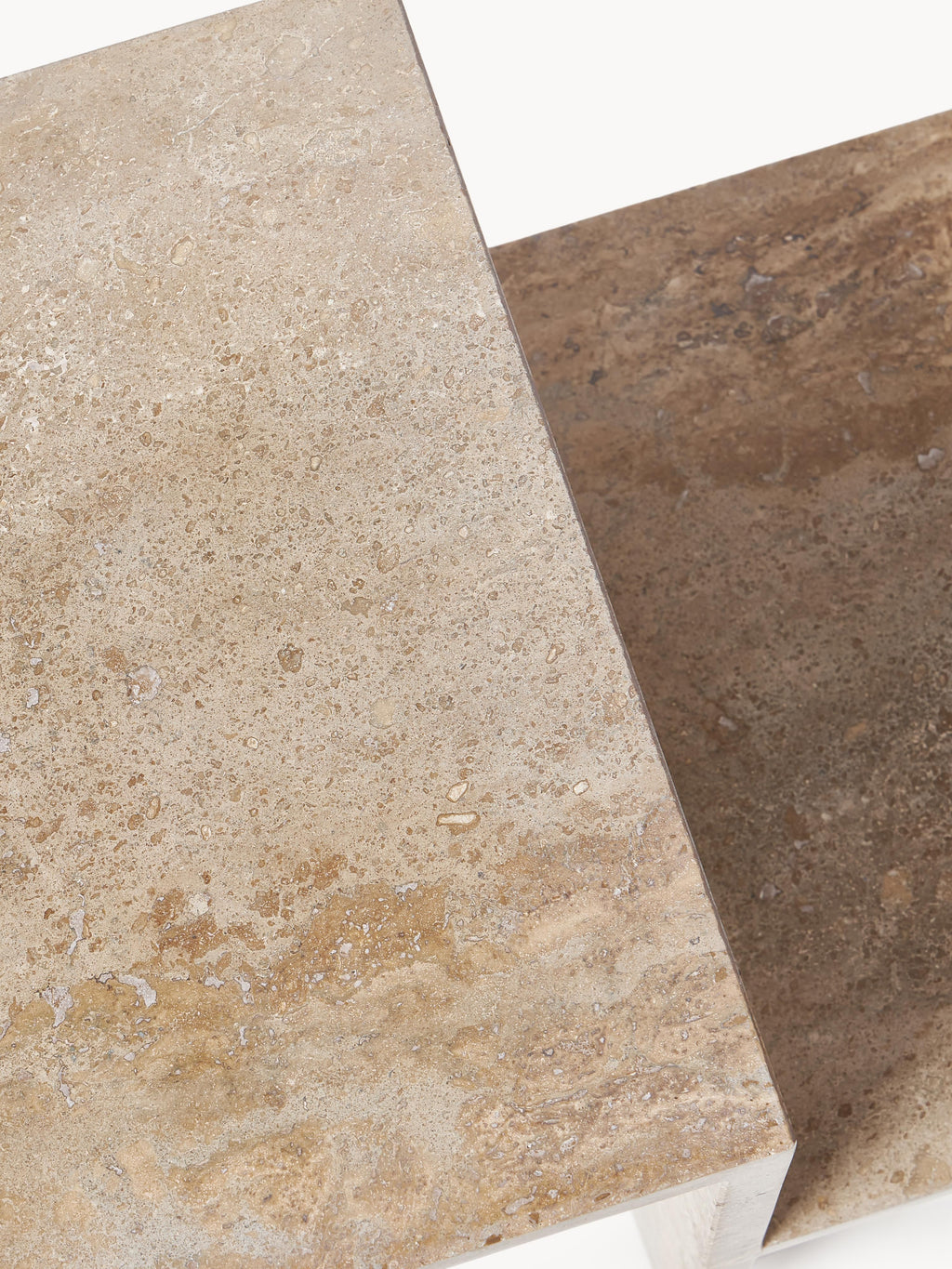 Distinct Travertine Side Table with Two Table Tops