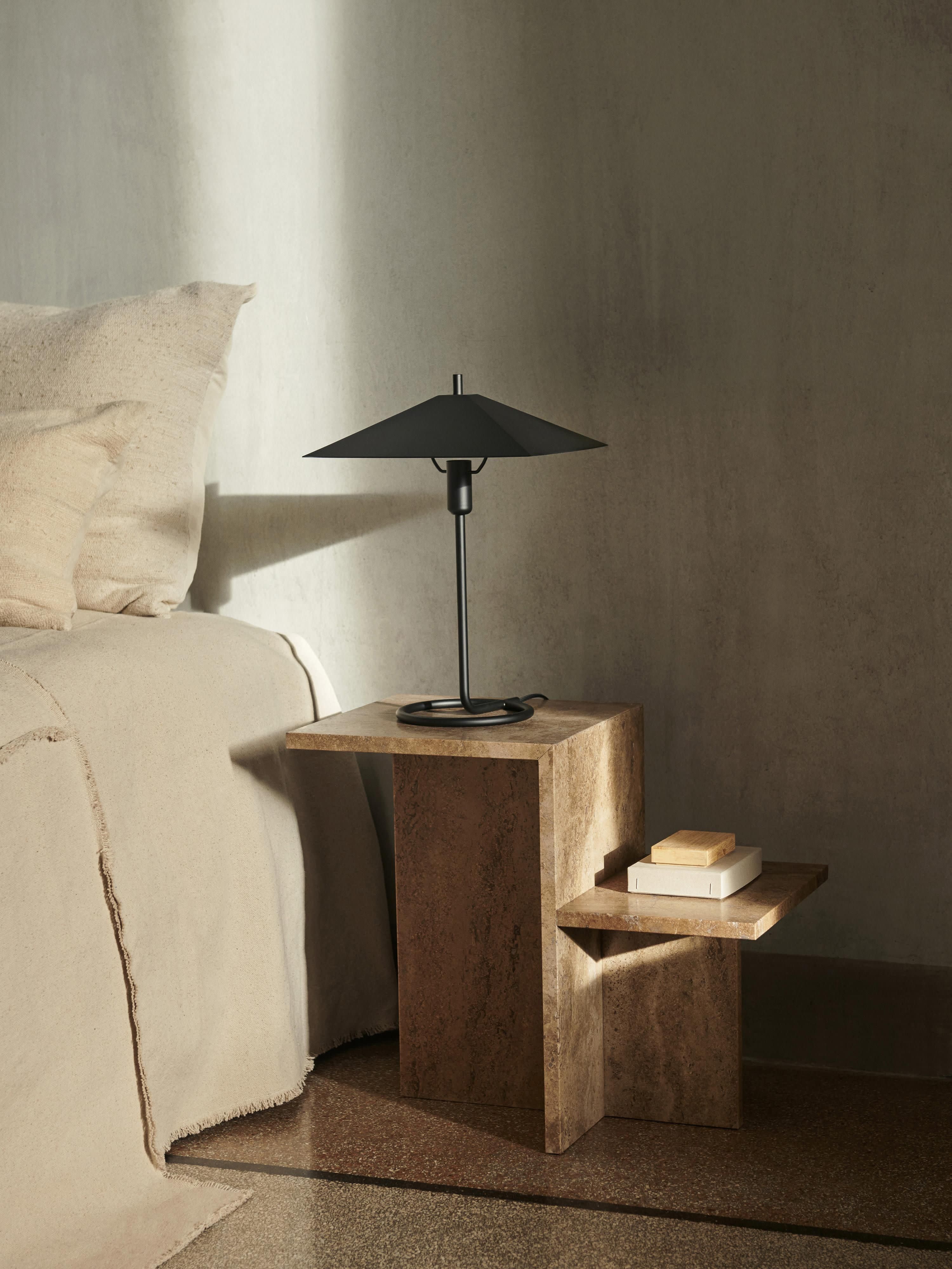 Distinct Travertine Side Table with Two Table Tops