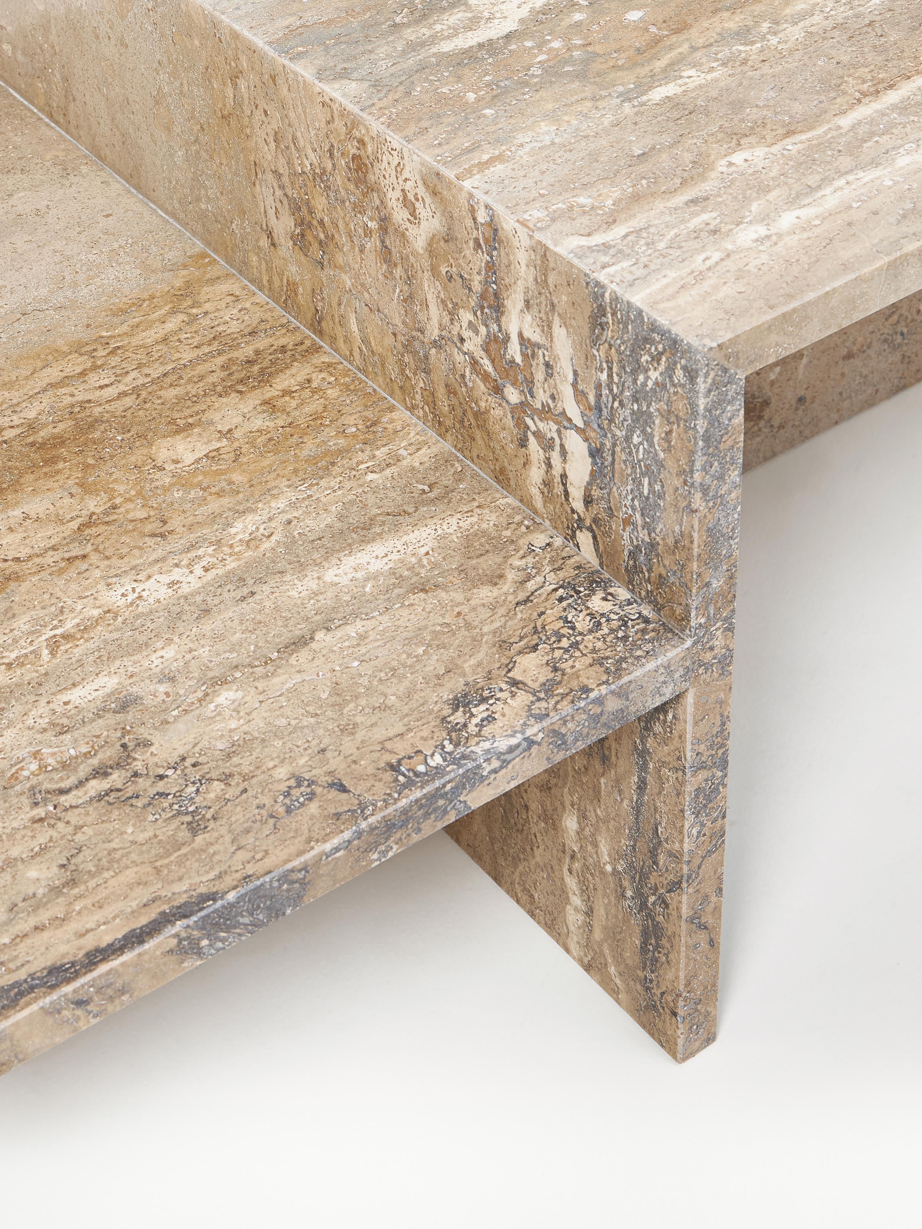 Distinct Travertine Coffee Table with Two Table Tops