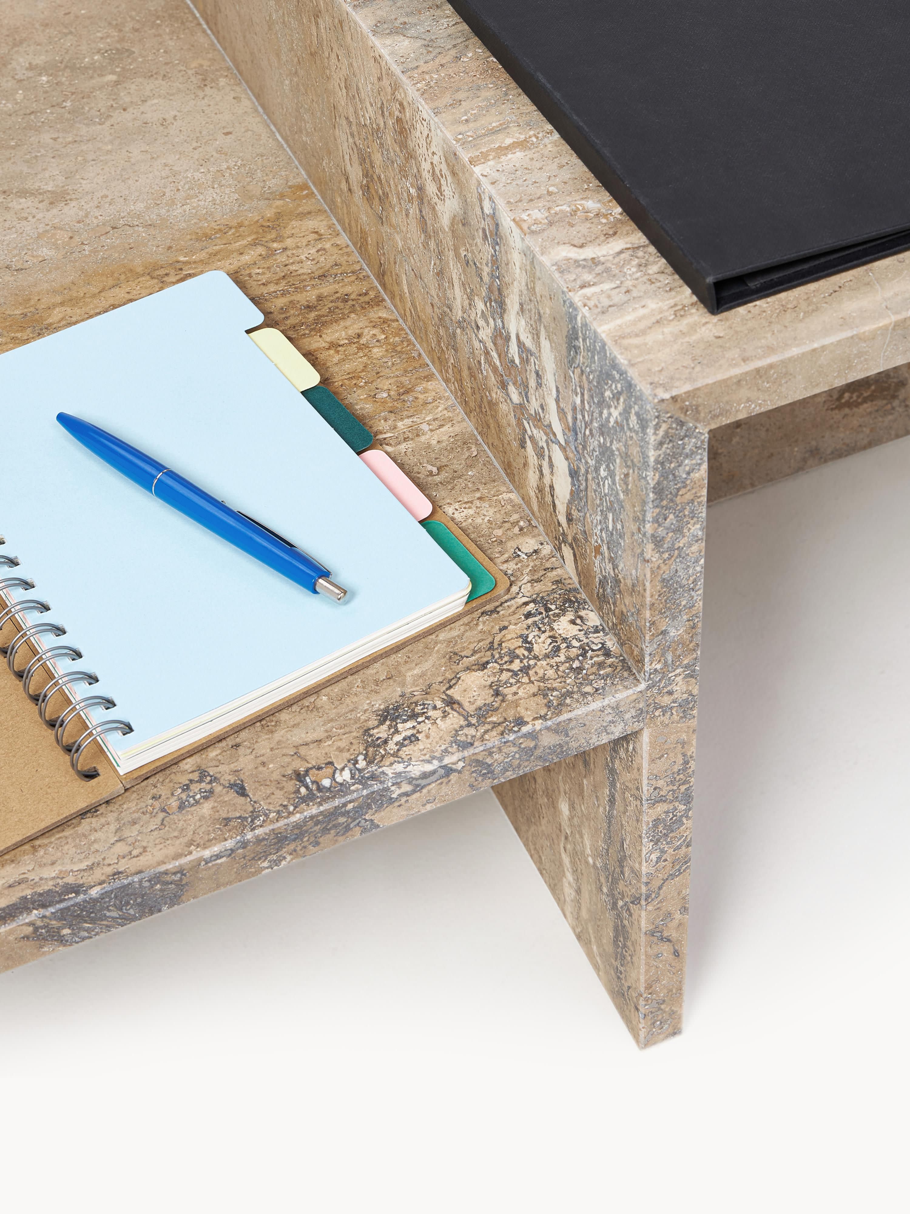 Distinct Travertine Coffee Table with Two Table Tops