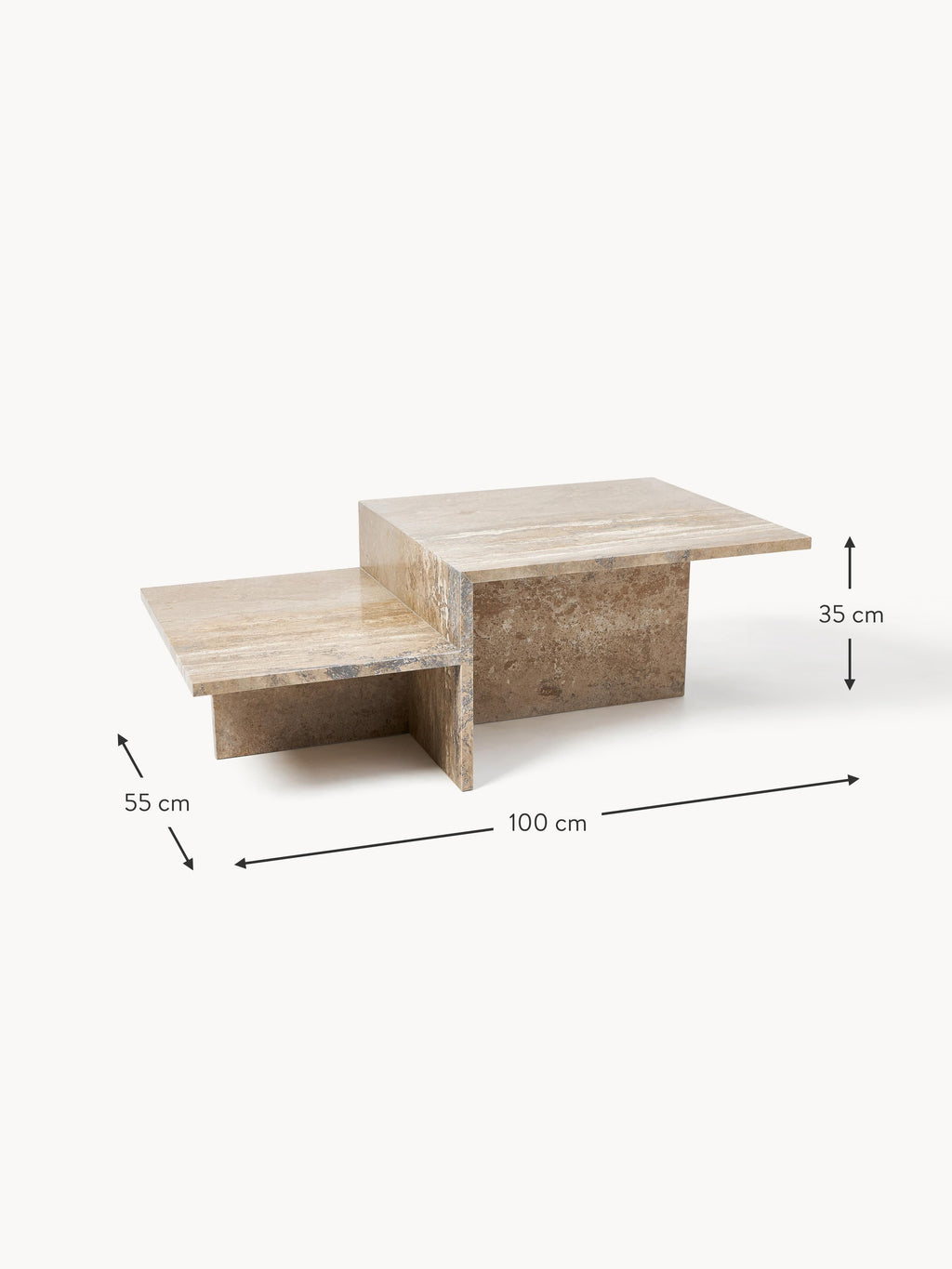 Distinct Travertine Coffee Table with Two Table Tops