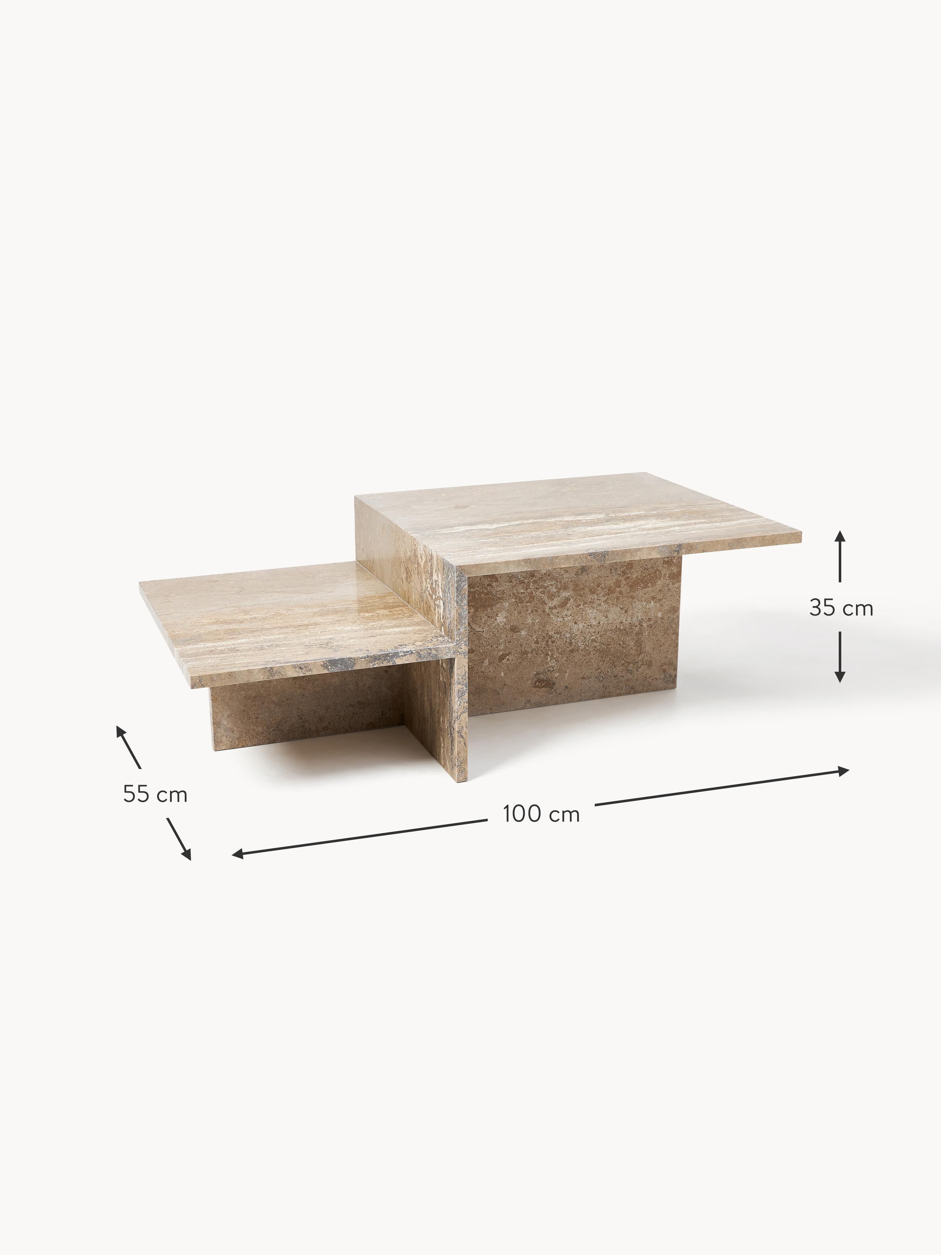 Distinct Travertine Coffee Table with Two Table Tops