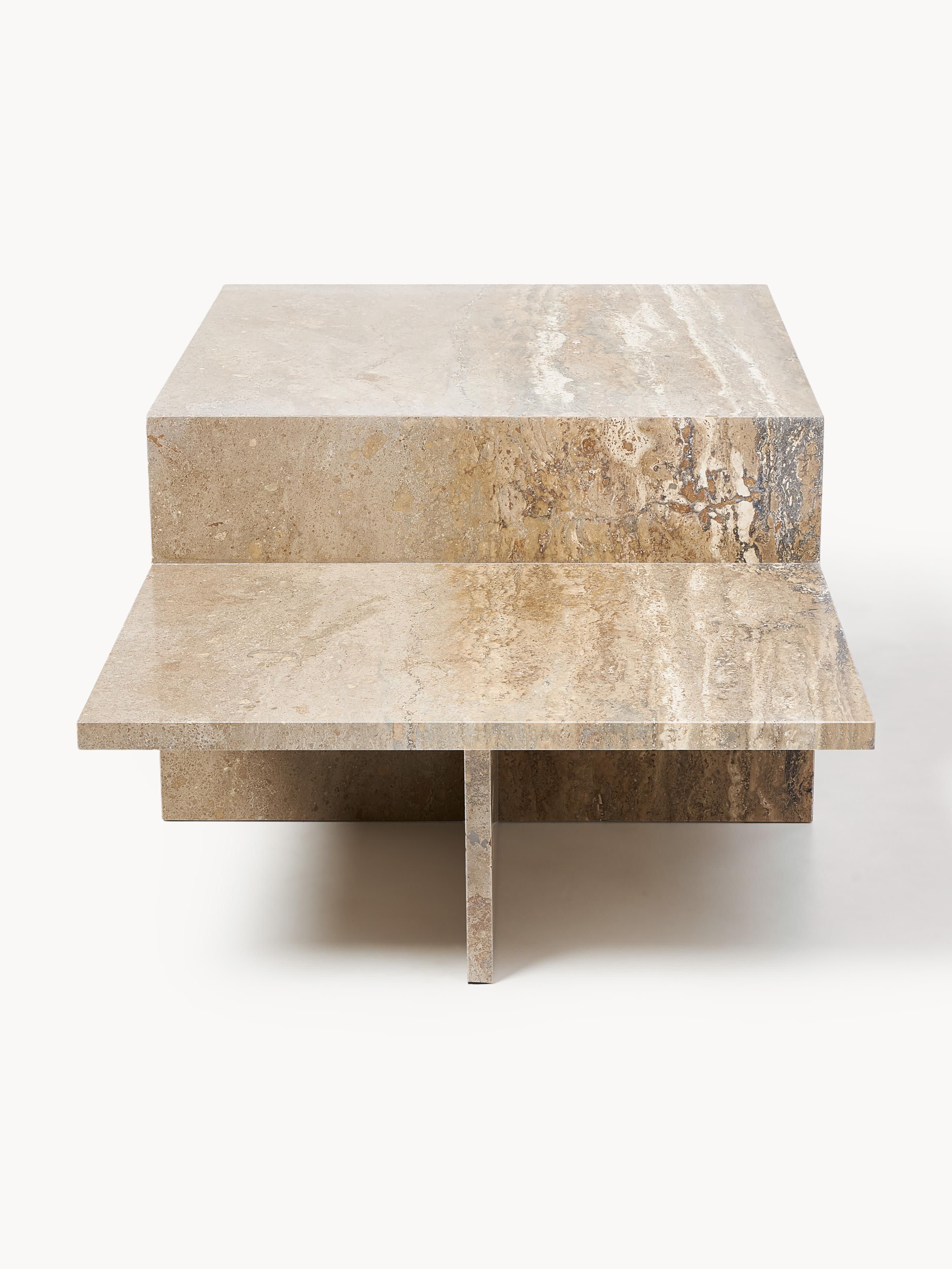 Distinct Travertine Coffee Table with Two Table Tops