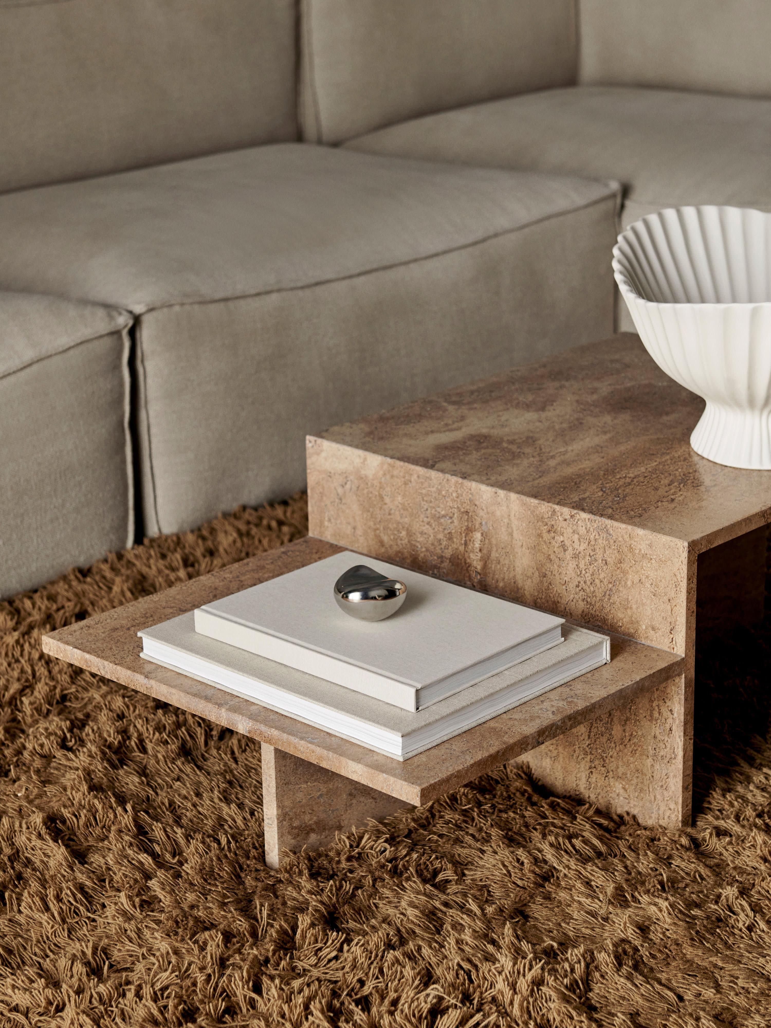 Distinct Travertine Coffee Table with Two Table Tops