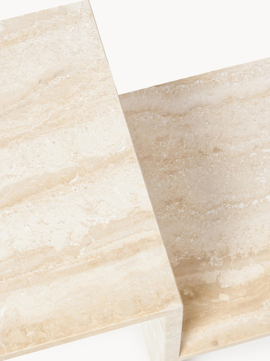 Distinct Travertine Side Table with Two Table Tops