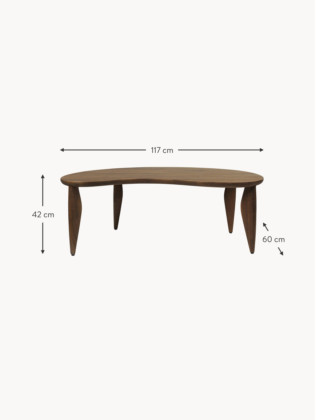 Feve Walnut Wood Coffee Table in Organic Shape