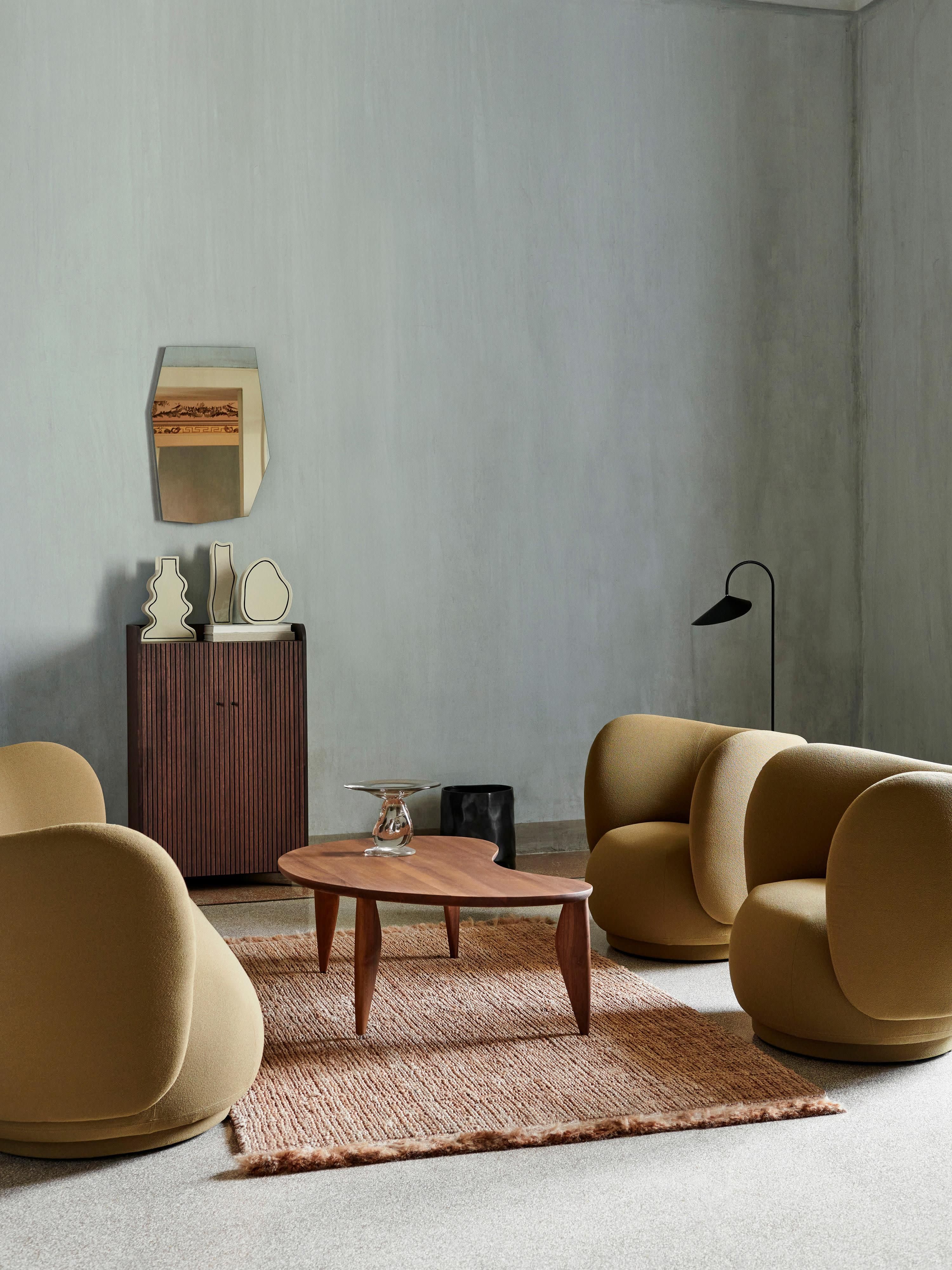 Feve Walnut Wood Coffee Table in Organic Shape