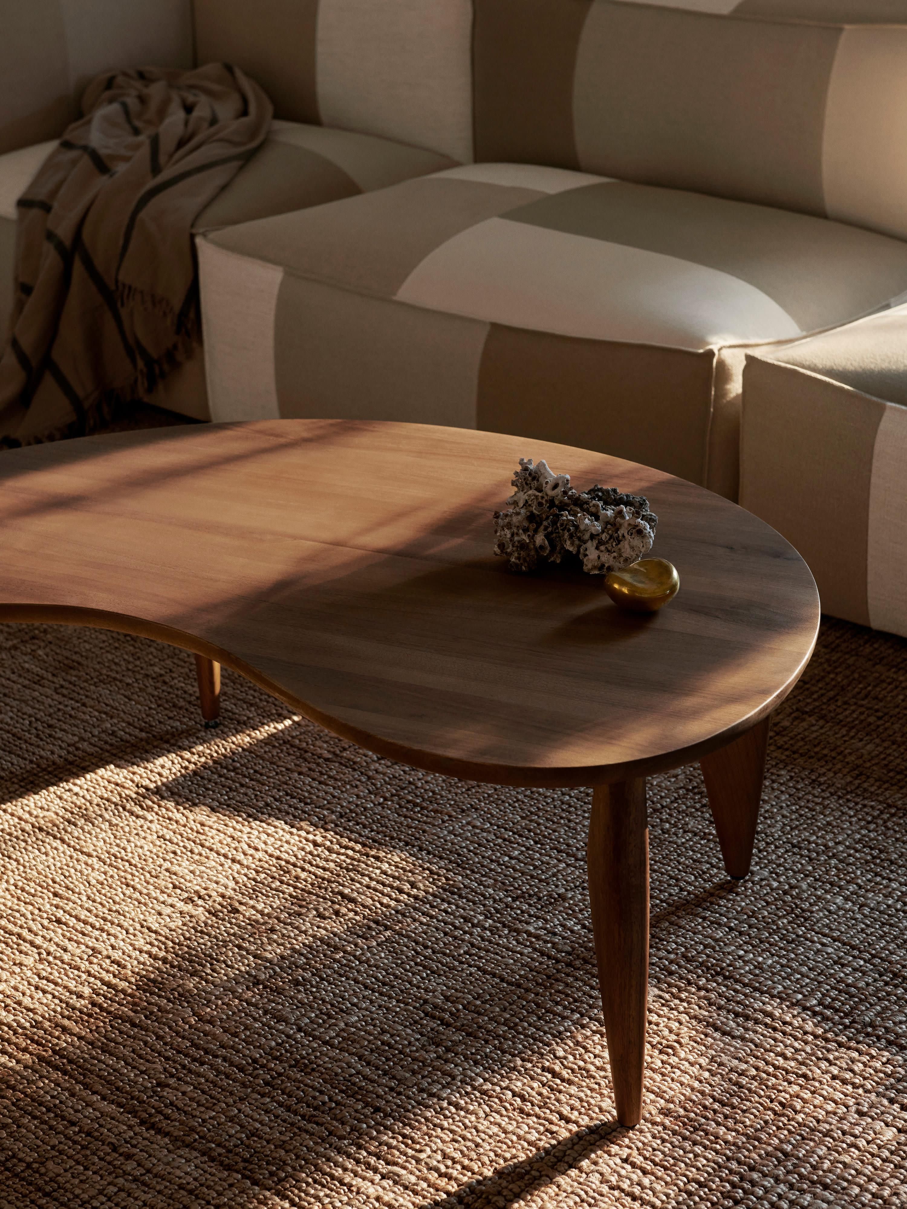 Feve Walnut Wood Coffee Table in Organic Shape