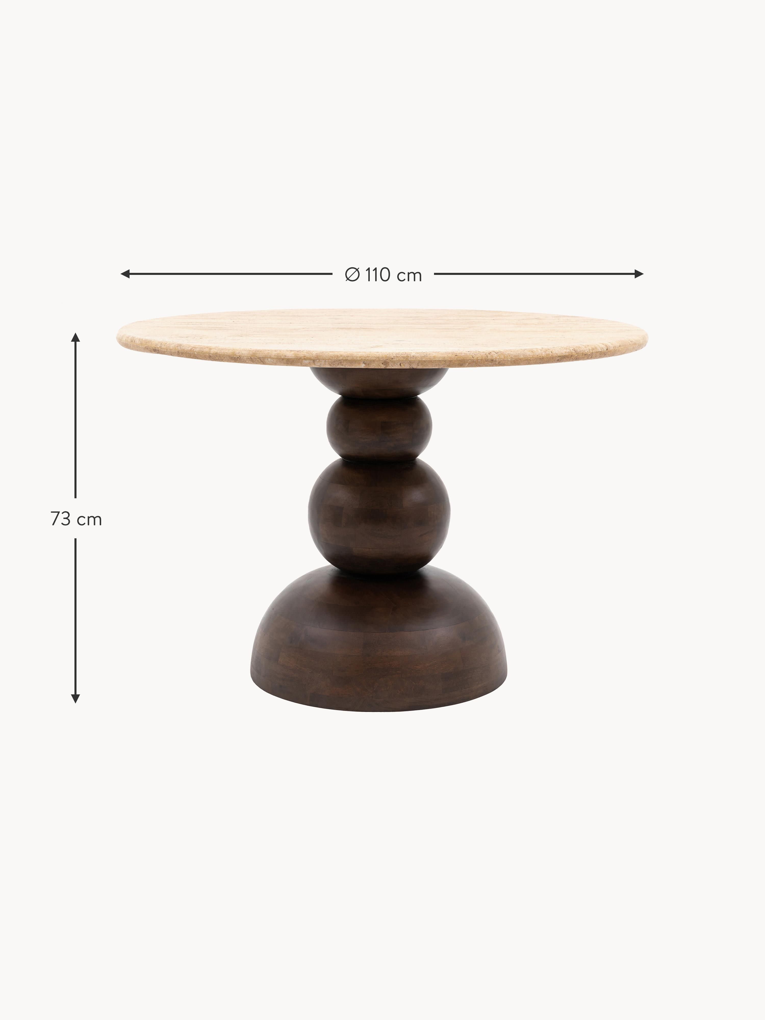 Sculpt Round Dining Table with Travertine Table Top, Ø 110 cm