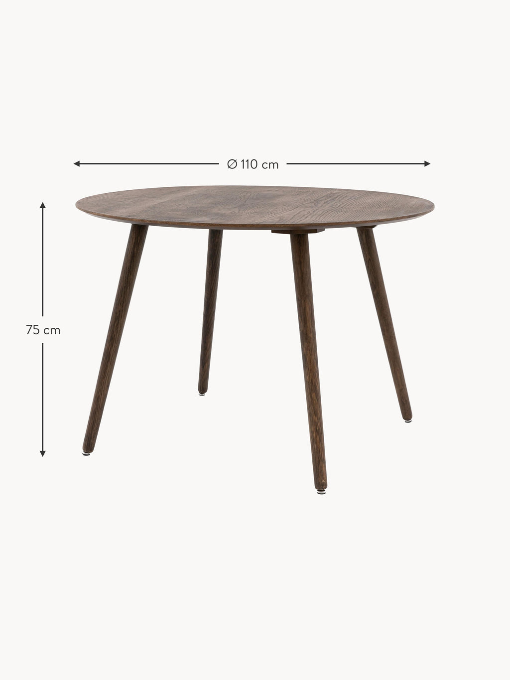 Hatfield Round Oak Wood Dining Table, Ø 110 cm
