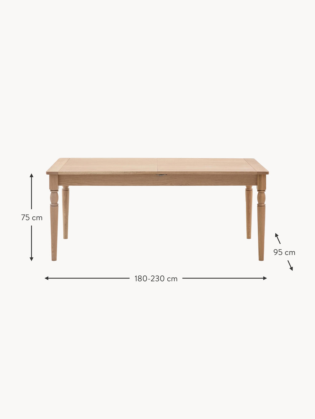Eton Handmade Wooden Dining Table, 180 - 230 X 95 cm
