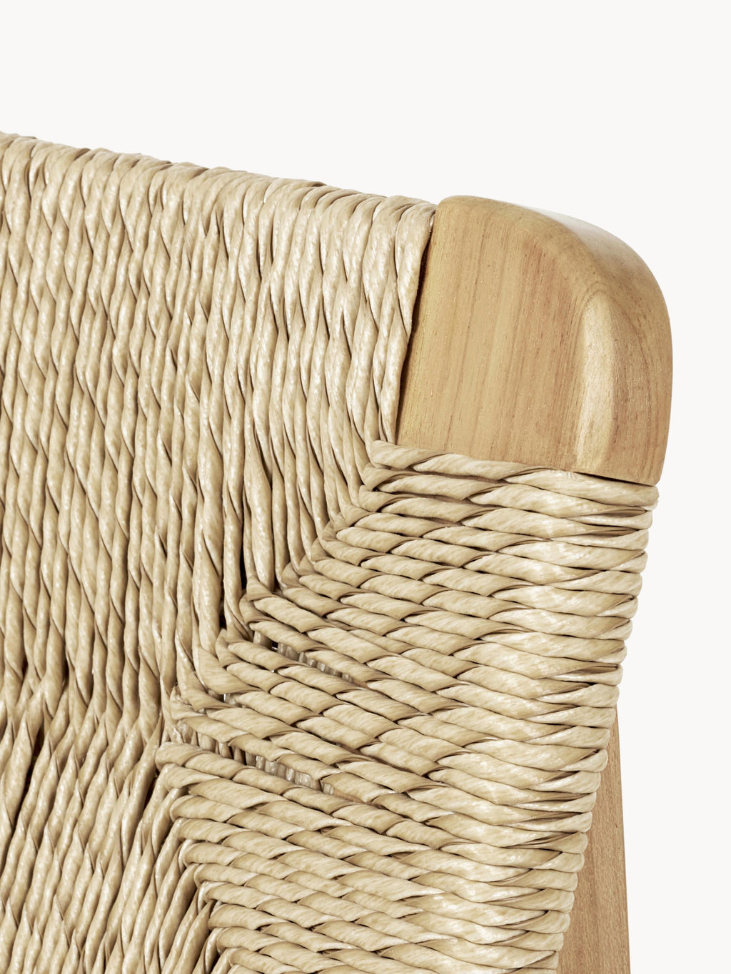 C-Chair Teak Wood Garden Dining Chair with Woven Seat and Backrest
